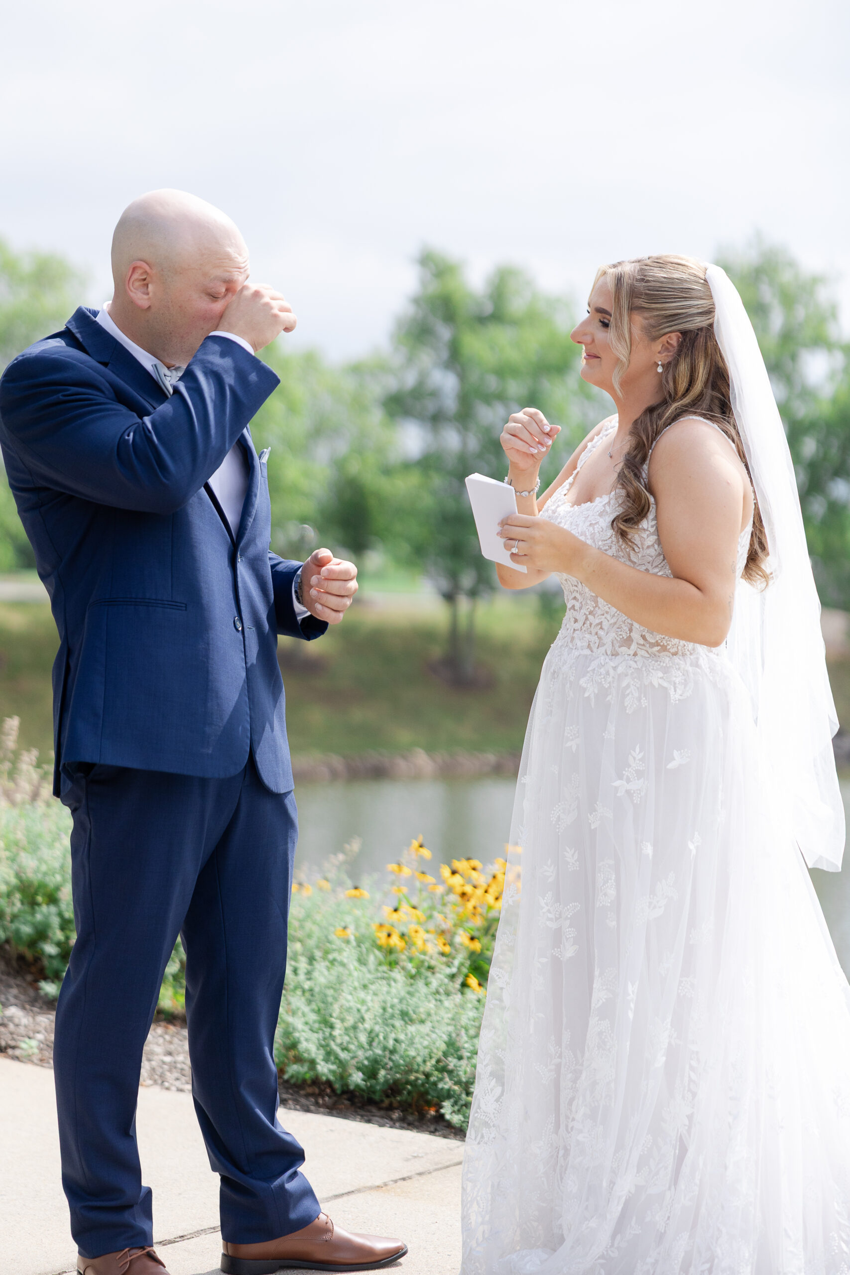 Groom crying from private vows to each other