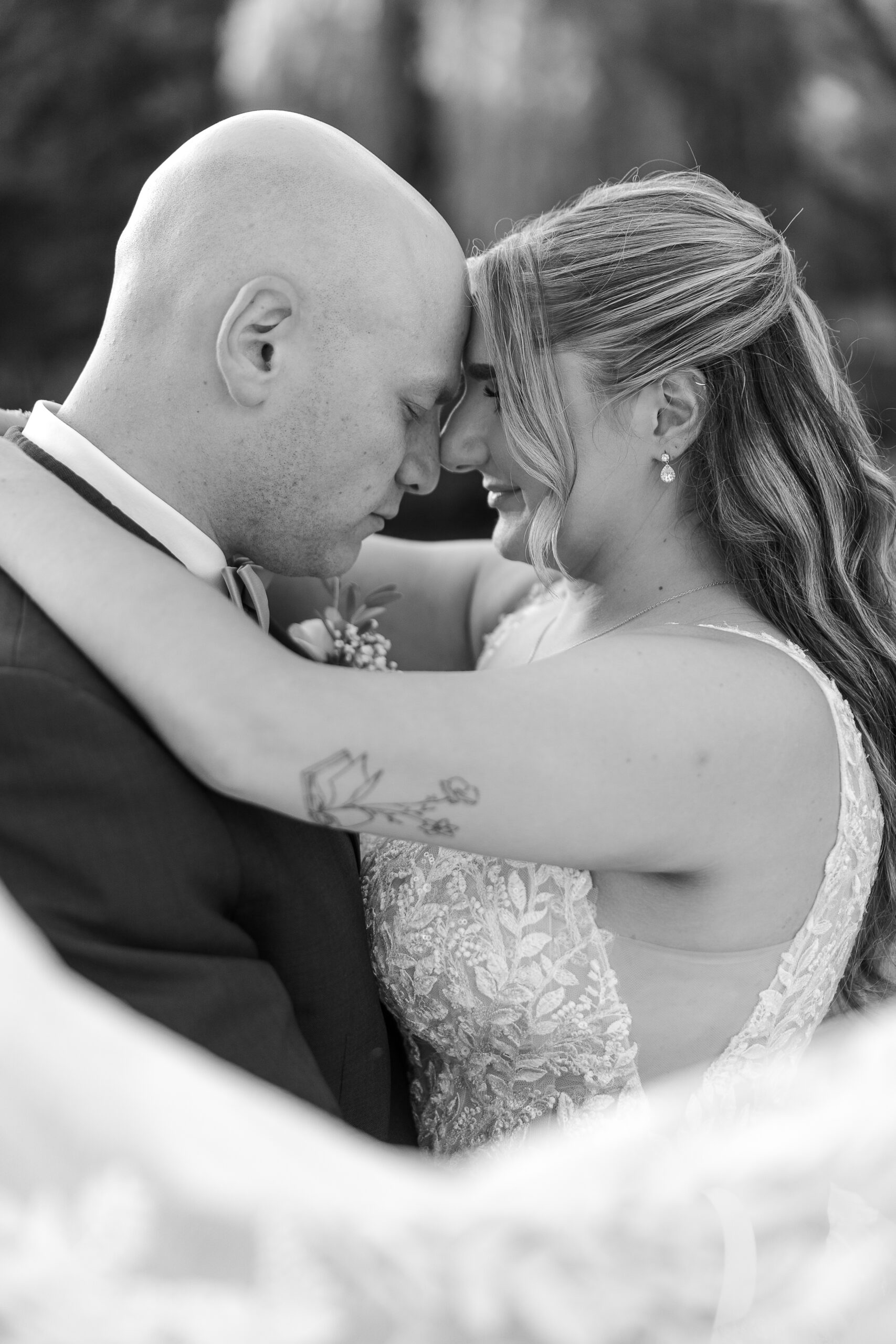 Golden hour sunset wedding portraits at Bridgewater Manor wedding garden