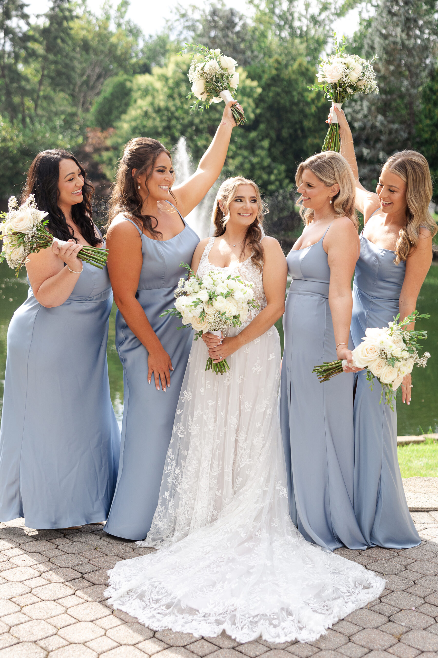 Bride and NJ bridesmaid at Bridgewater Manor