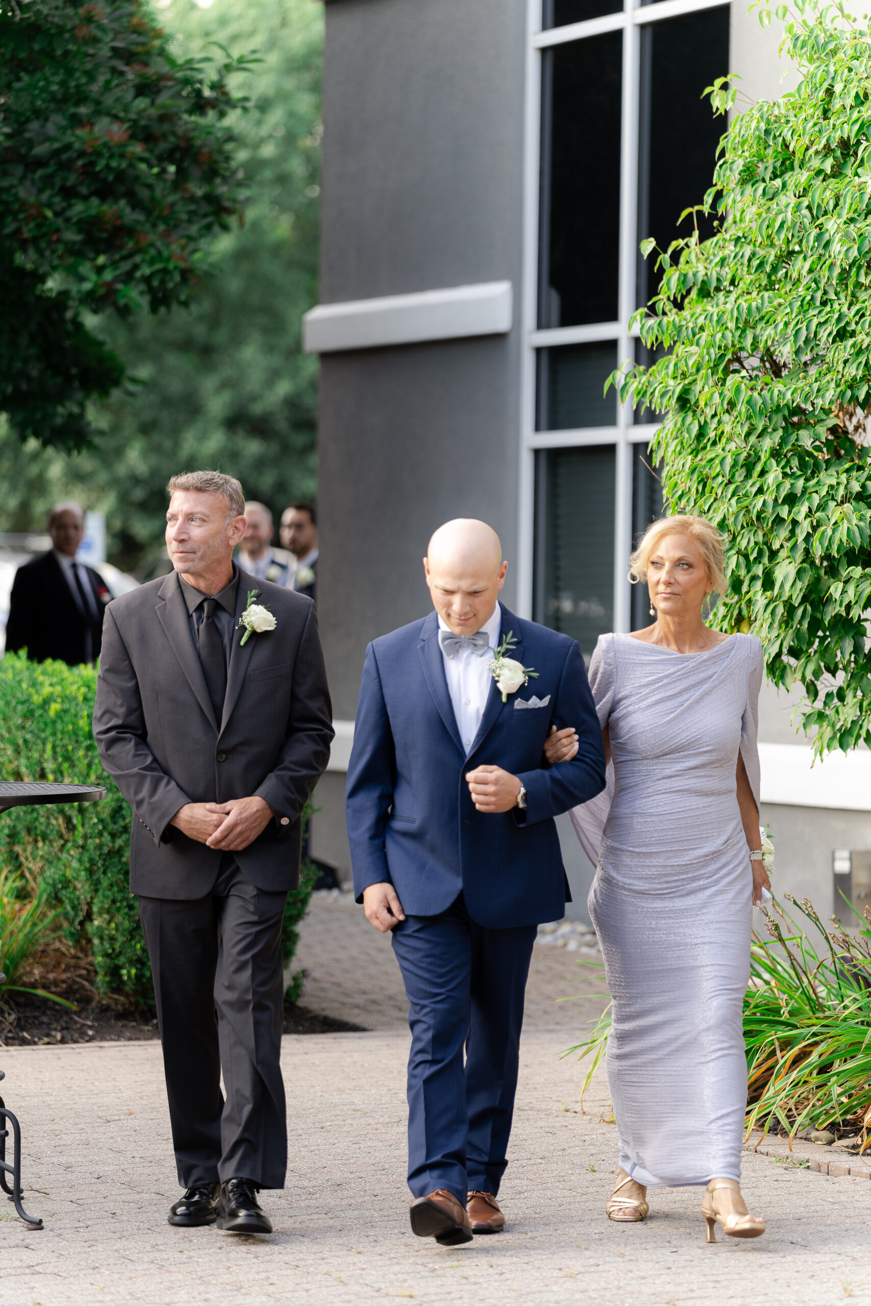 Groom walking down the aisle at NJ Bridgewater Manor