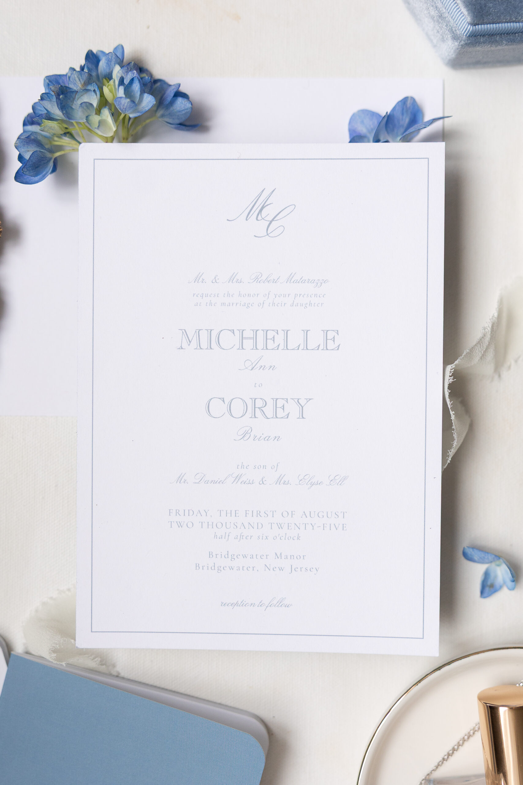 Wedding detail photography at Bridgewater Marriott hotel