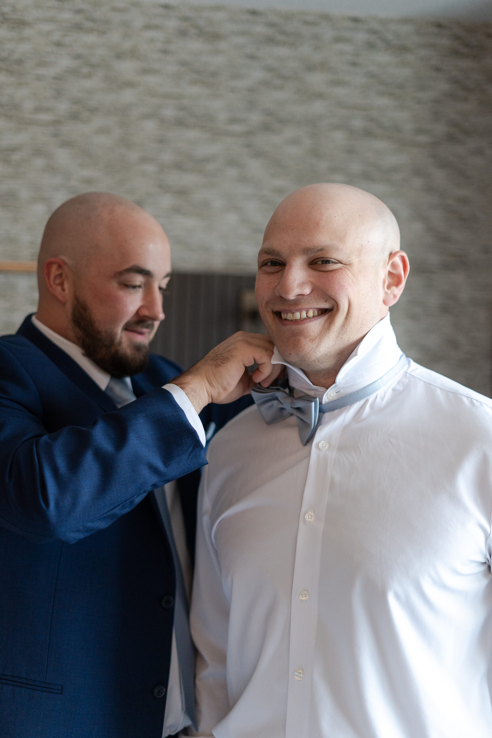 Groom and NJ groomsmen getting ready at Bridgewater Marriot