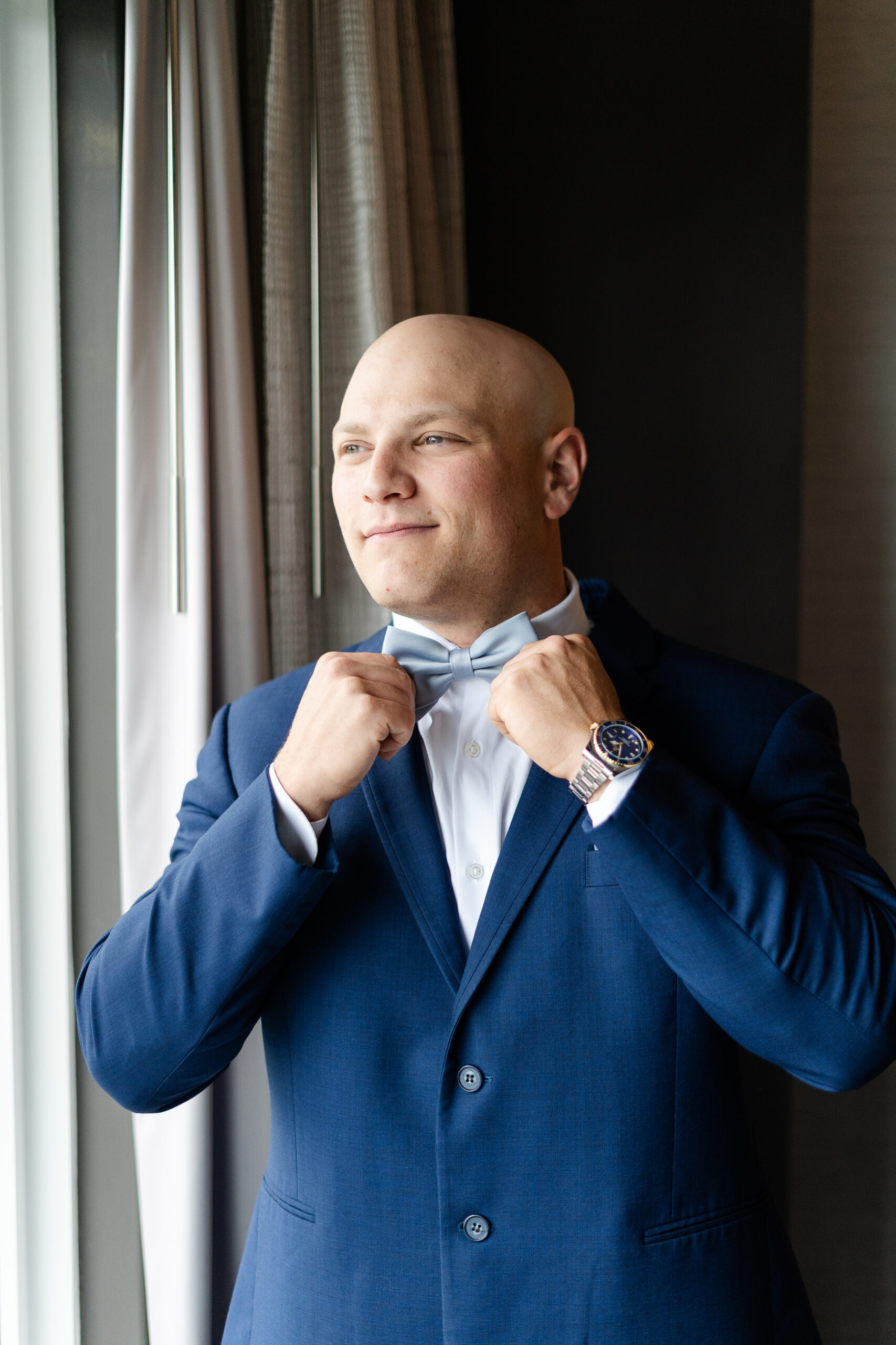 Groom getting ready at Bridgewater Marriott