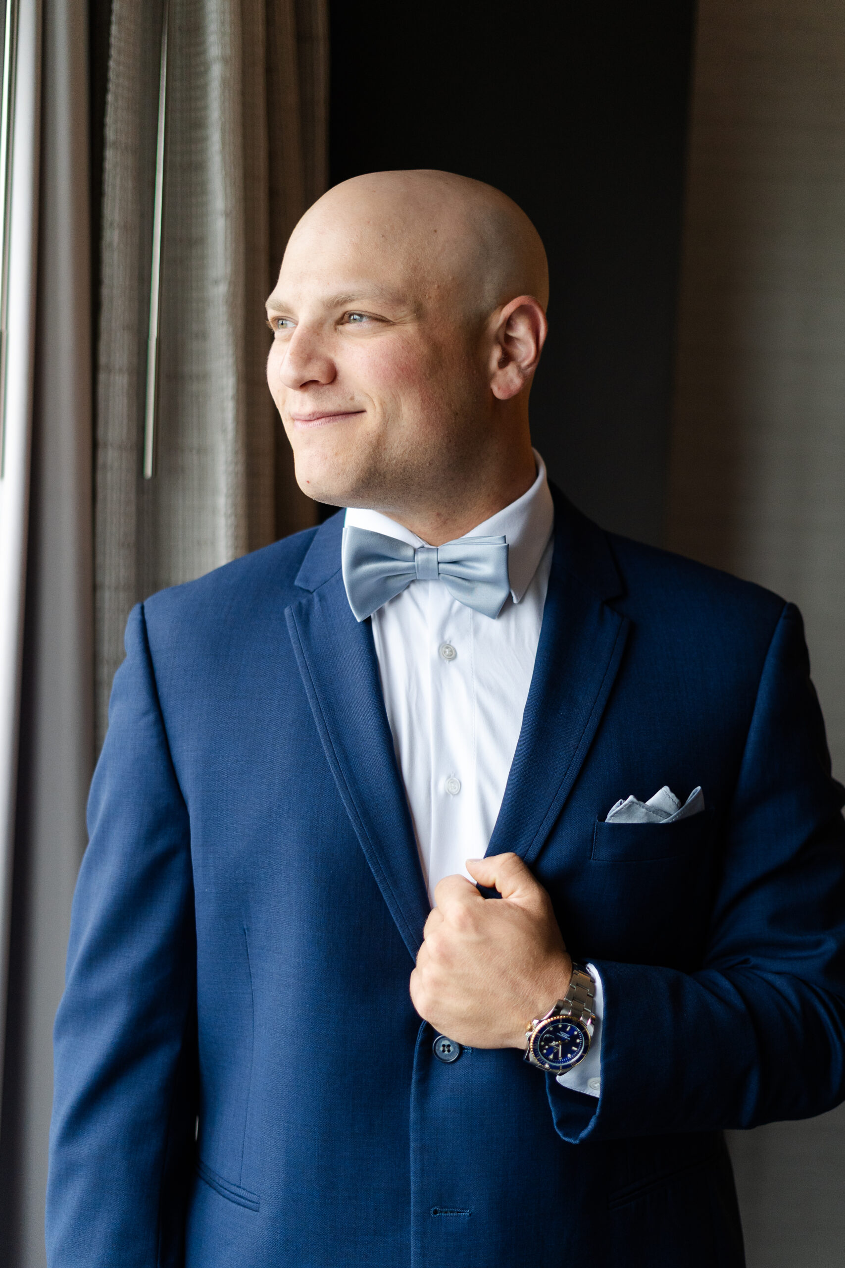 Groom getting ready at Bridgewater Marriott