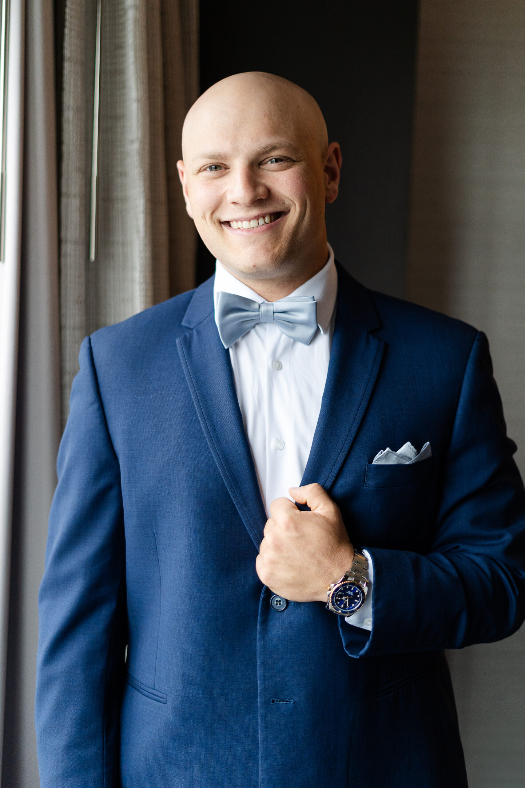 Groom getting ready at Bridgewater Marriott