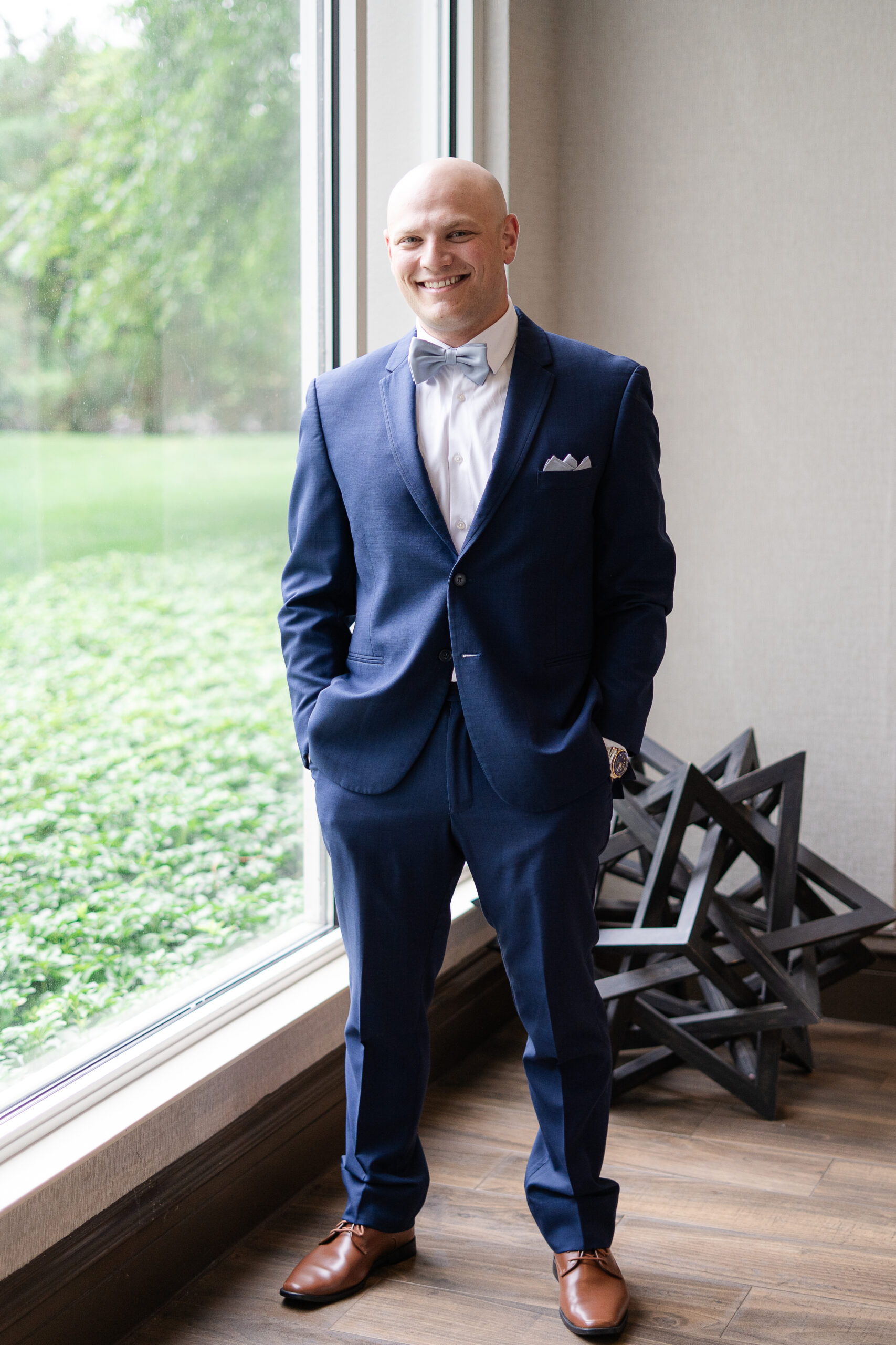 Groom getting ready at Bridgewater Marriott