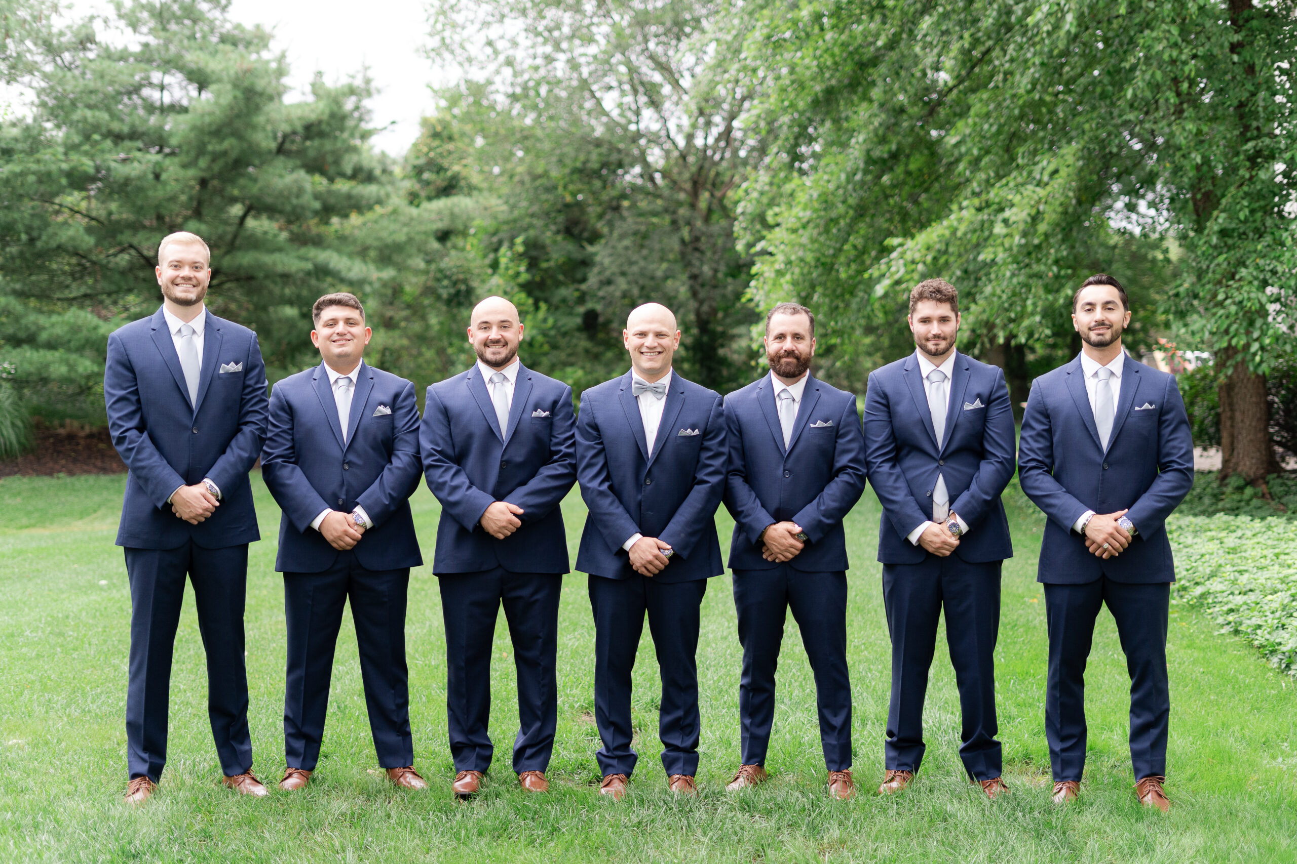 Groom and NJ groomsmen getting ready at Bridgewater Marriot