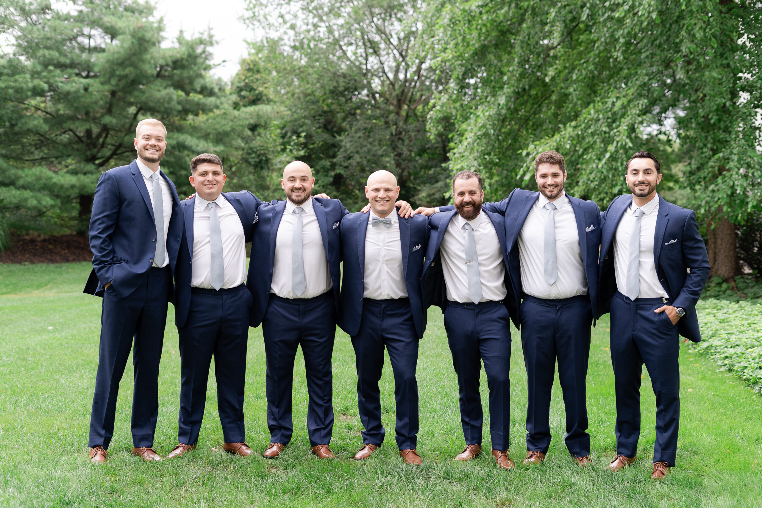 Groom and NJ groomsmen getting ready at Bridgewater Marriot