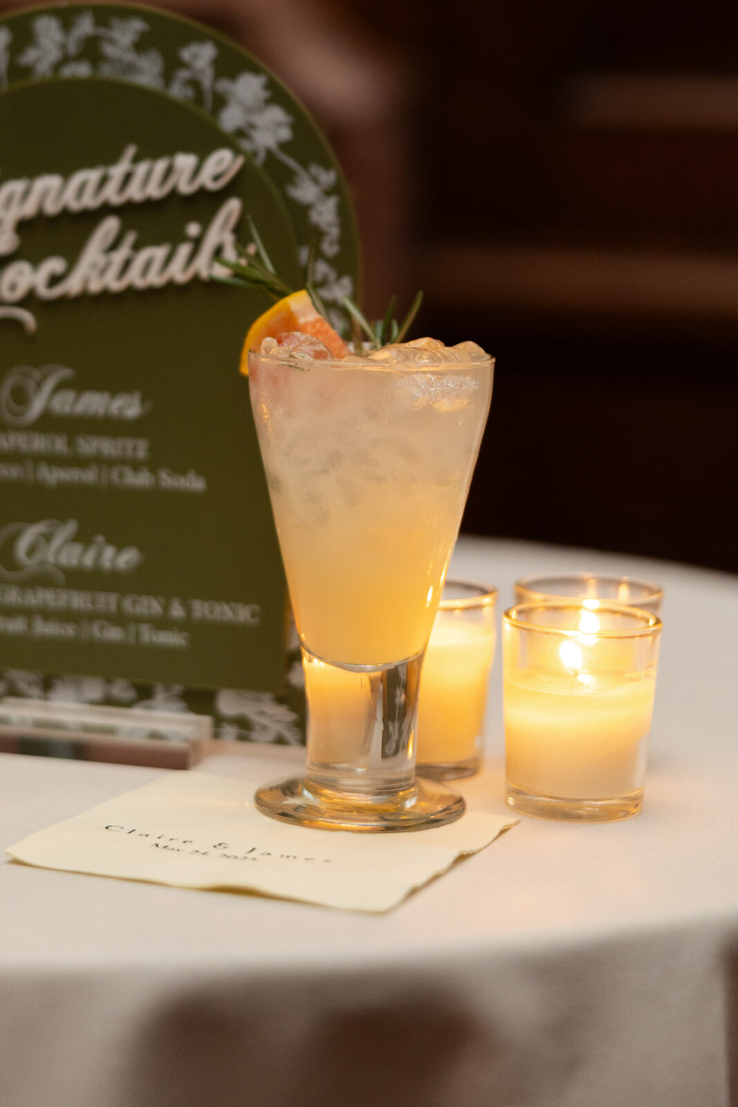 NYC wedding signature drinks at Harold Pratt House
