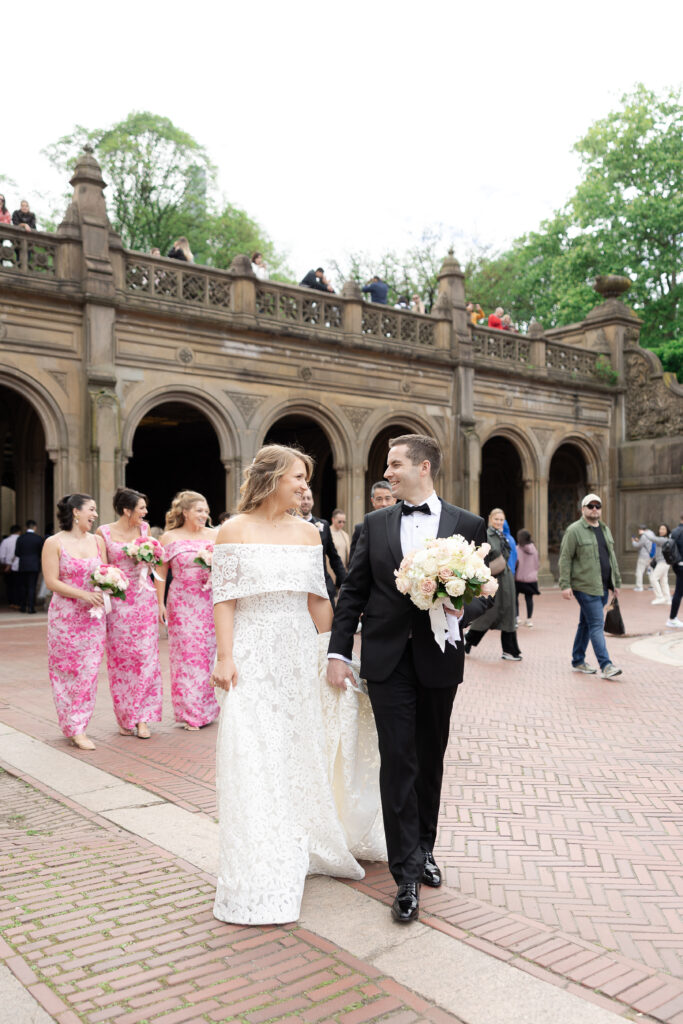 NYC Wedding Party at Bethesda Terrace Central Park