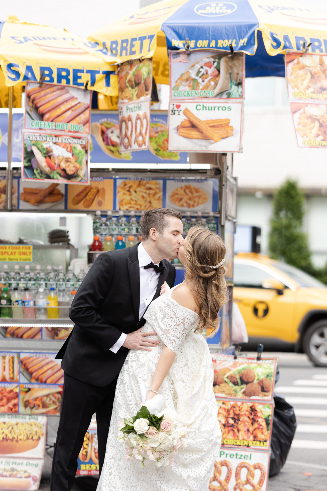 NYC Hot Dog Stand Wedding Portraits