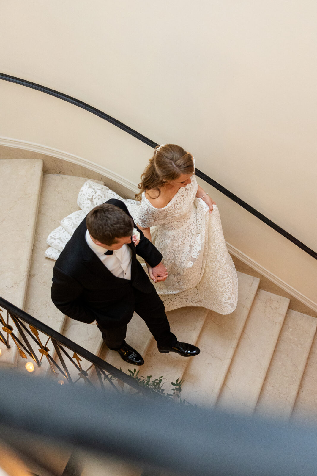 Harold Pratt house arch staircase wedding portraits