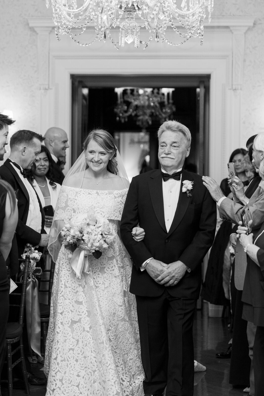 Bride walking into wedding ceremony