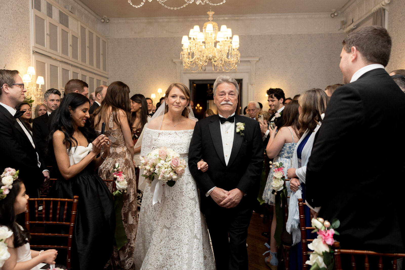 Bride walking into wedding ceremony