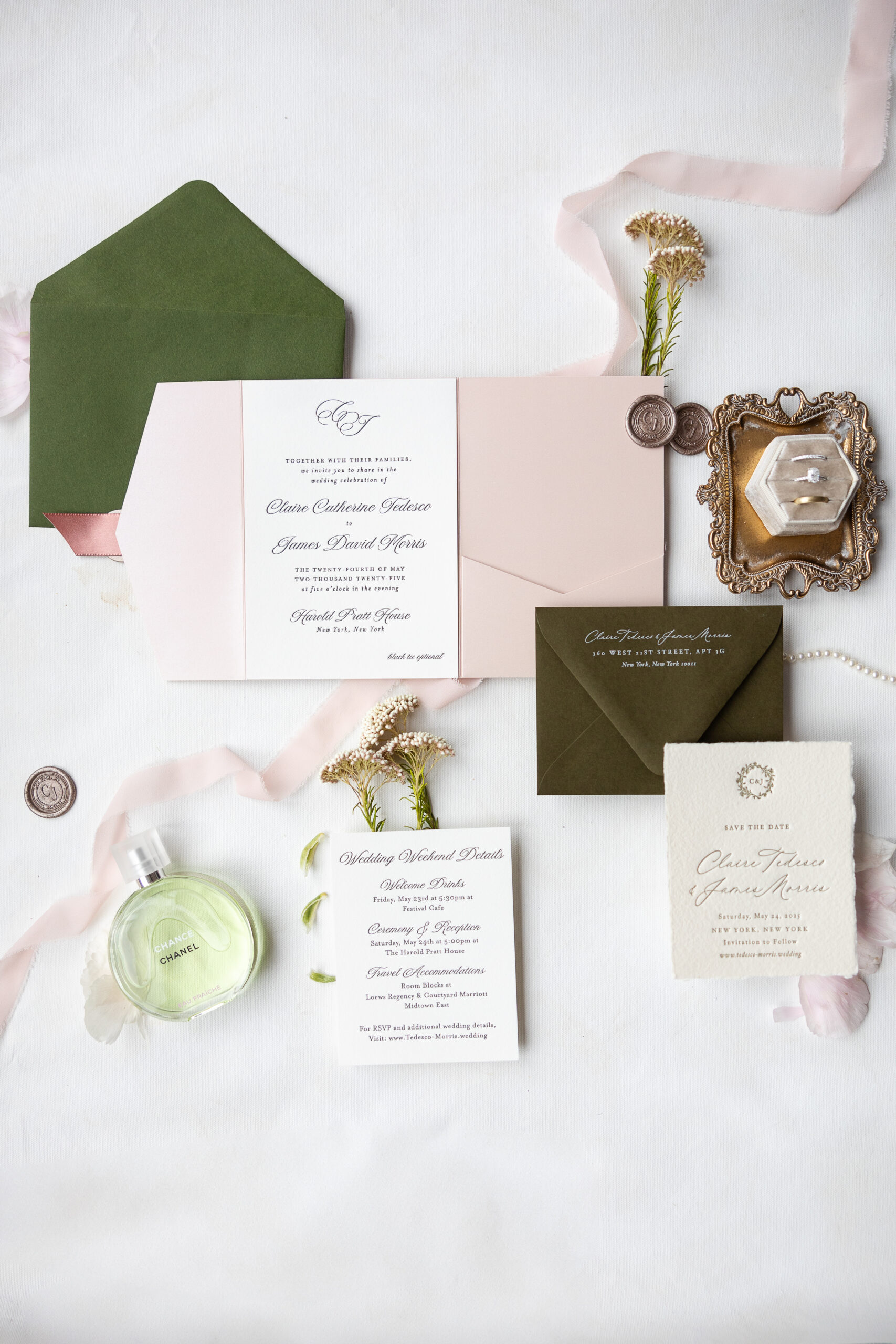 Wedding details at Loews Regency Hotel suite NYC