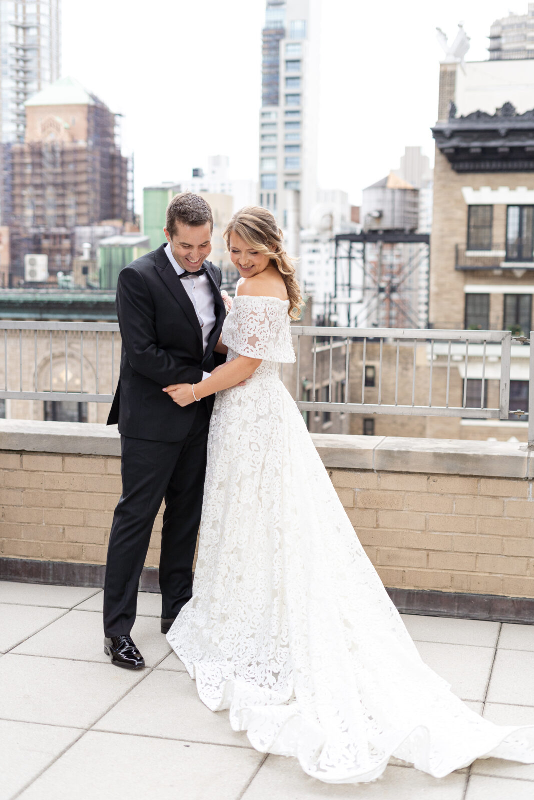 Bride and groom first look at Loews Regency Hotel