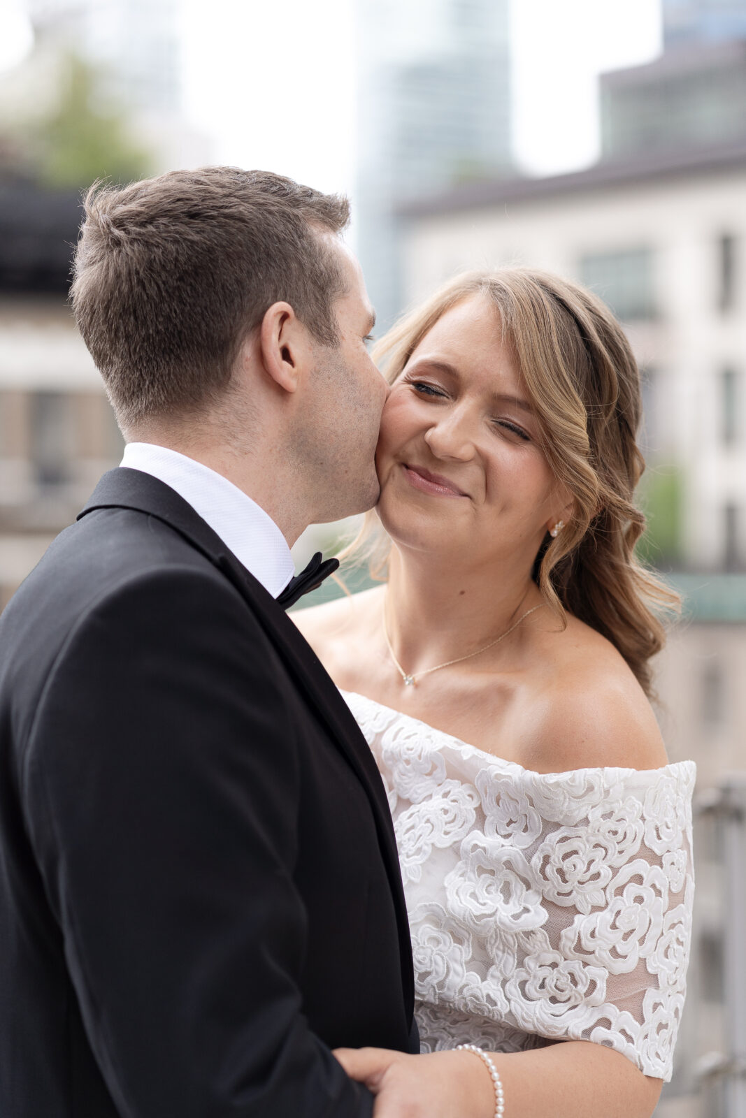 Bride and groom first look at Loews Regency Hotel