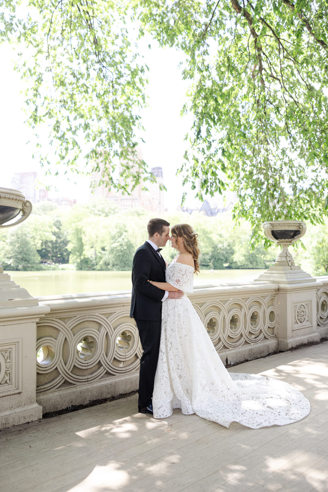 Bow Bridge Wedding Portraits with Bride and Groom