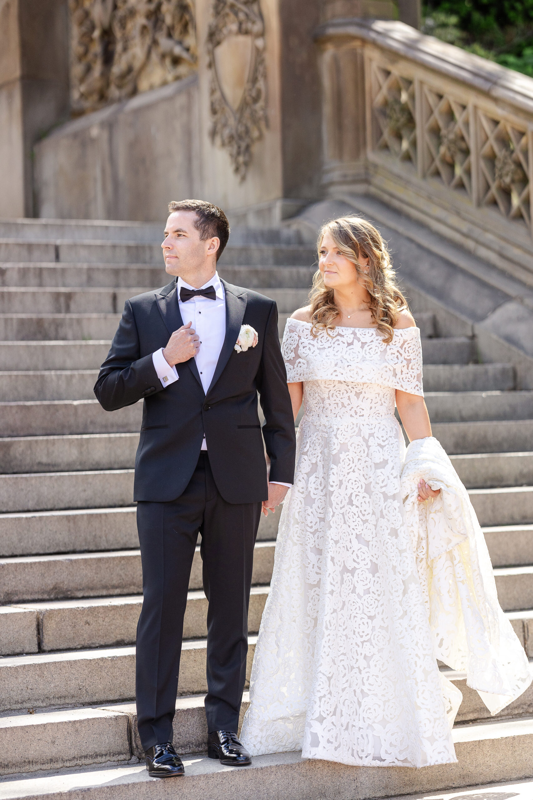 Bethesda Terrace Staircase Wedding Portraits