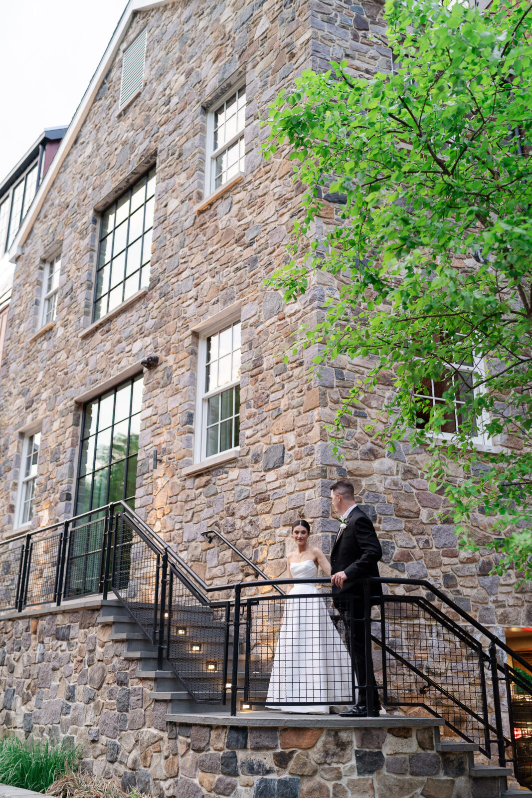 Sunset portraits along River House exterior venue