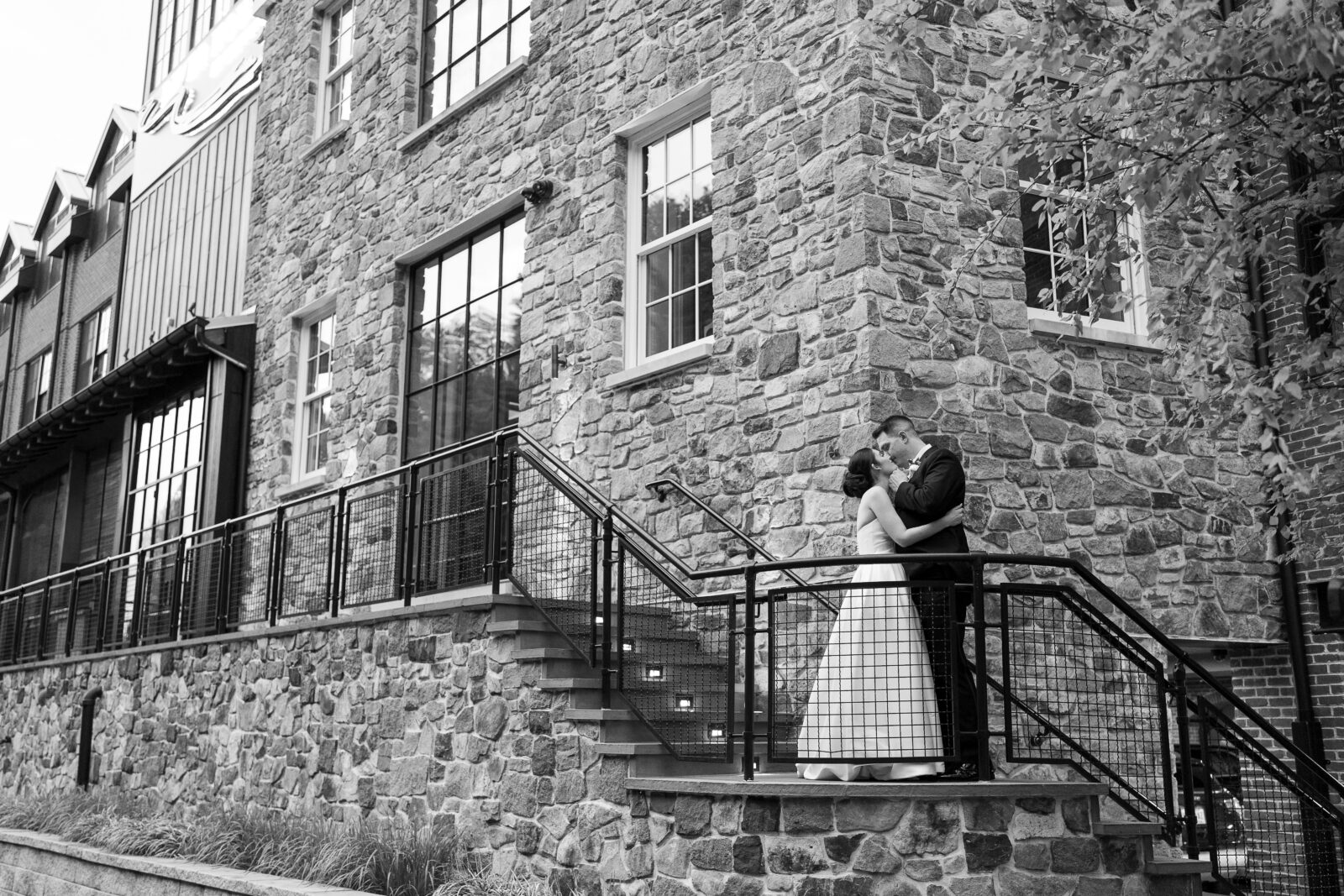 Sunset portraits along River House exterior venue