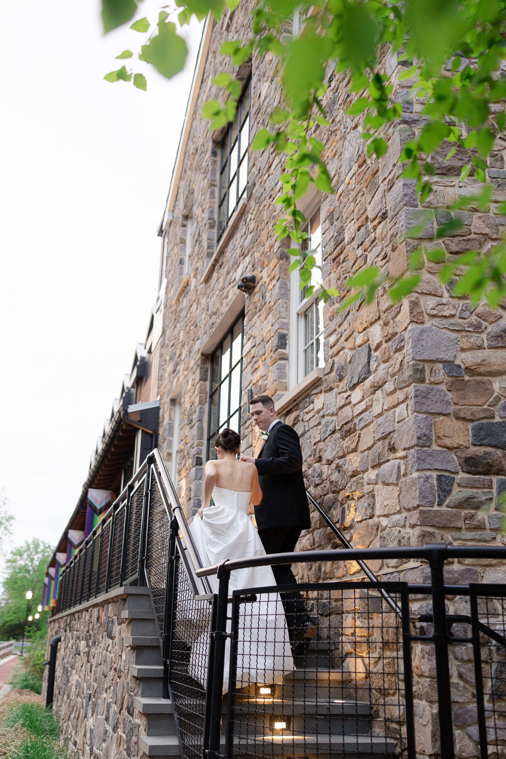 Sunset portraits along River House exterior venue