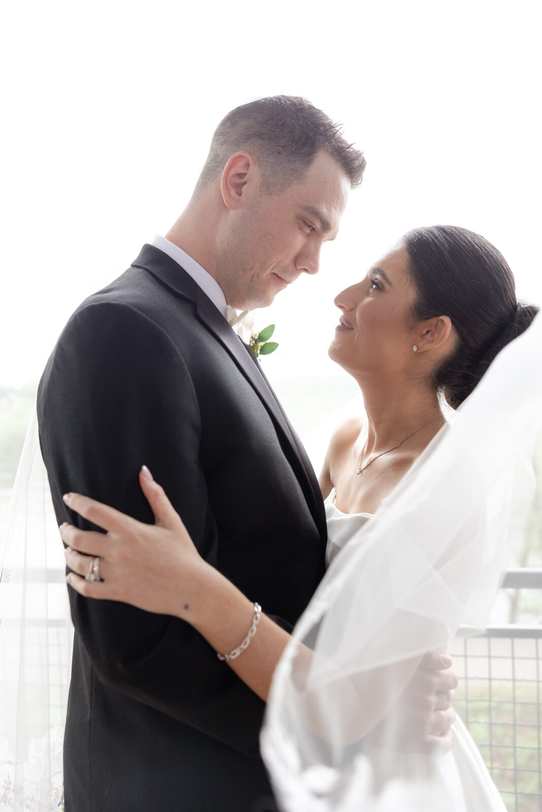 New Hope Bride and Groom Outdoor Portraits under veil