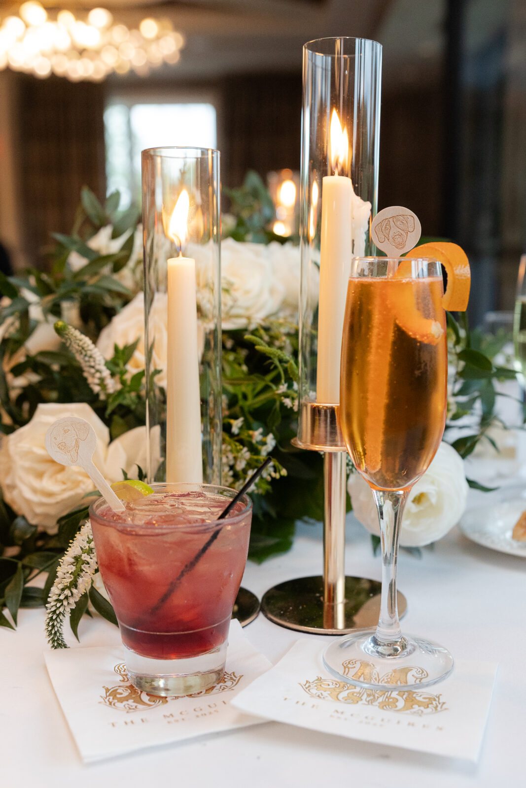 Signature drinks at River House at Odette’s Pennsylvania wedding