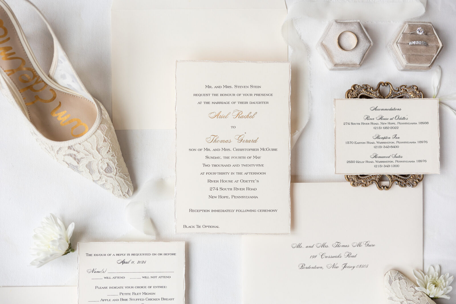 Bridal details photographed at River House at Odette’s wedding venue