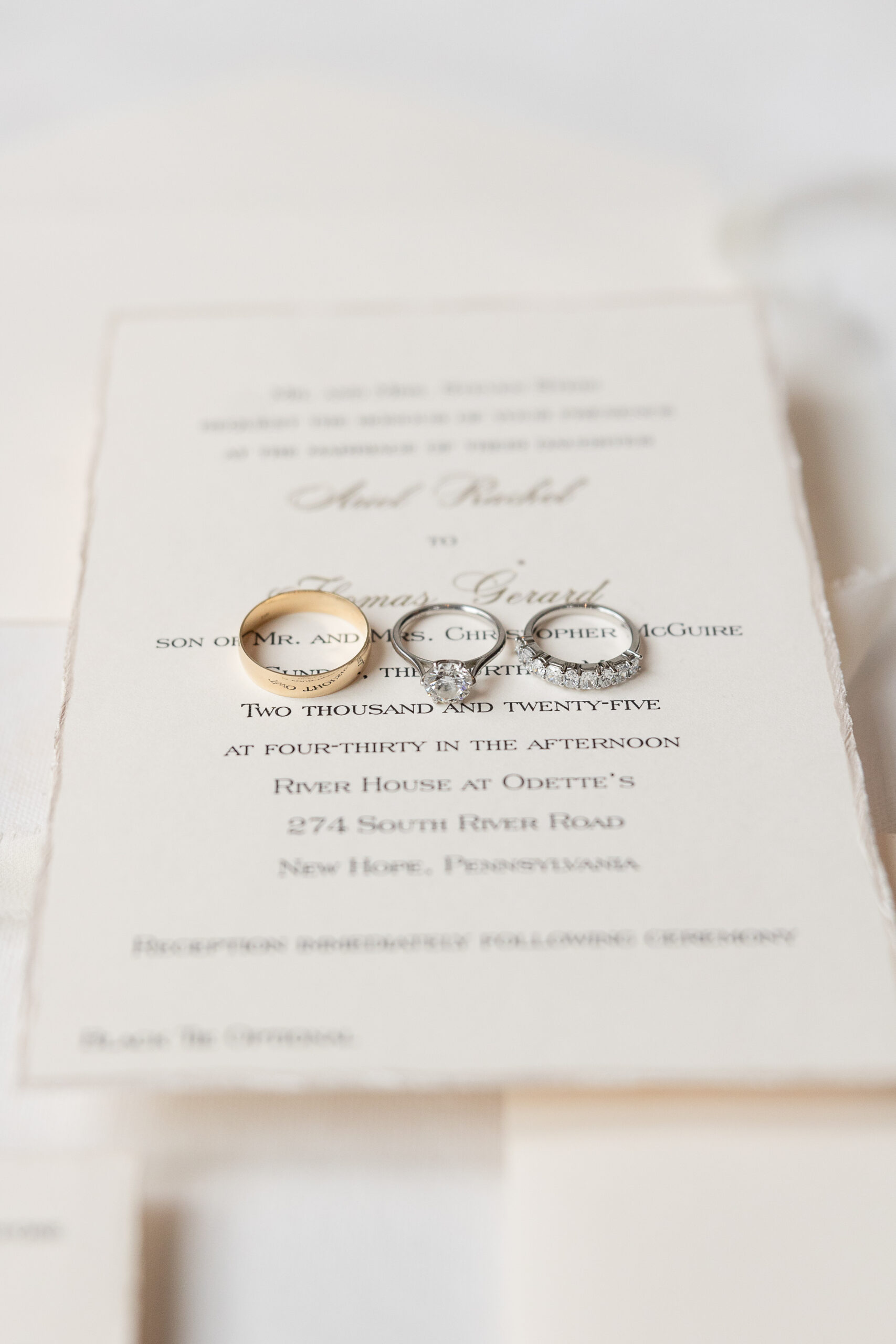 Bridal ring details photographed at River House at Odette’s