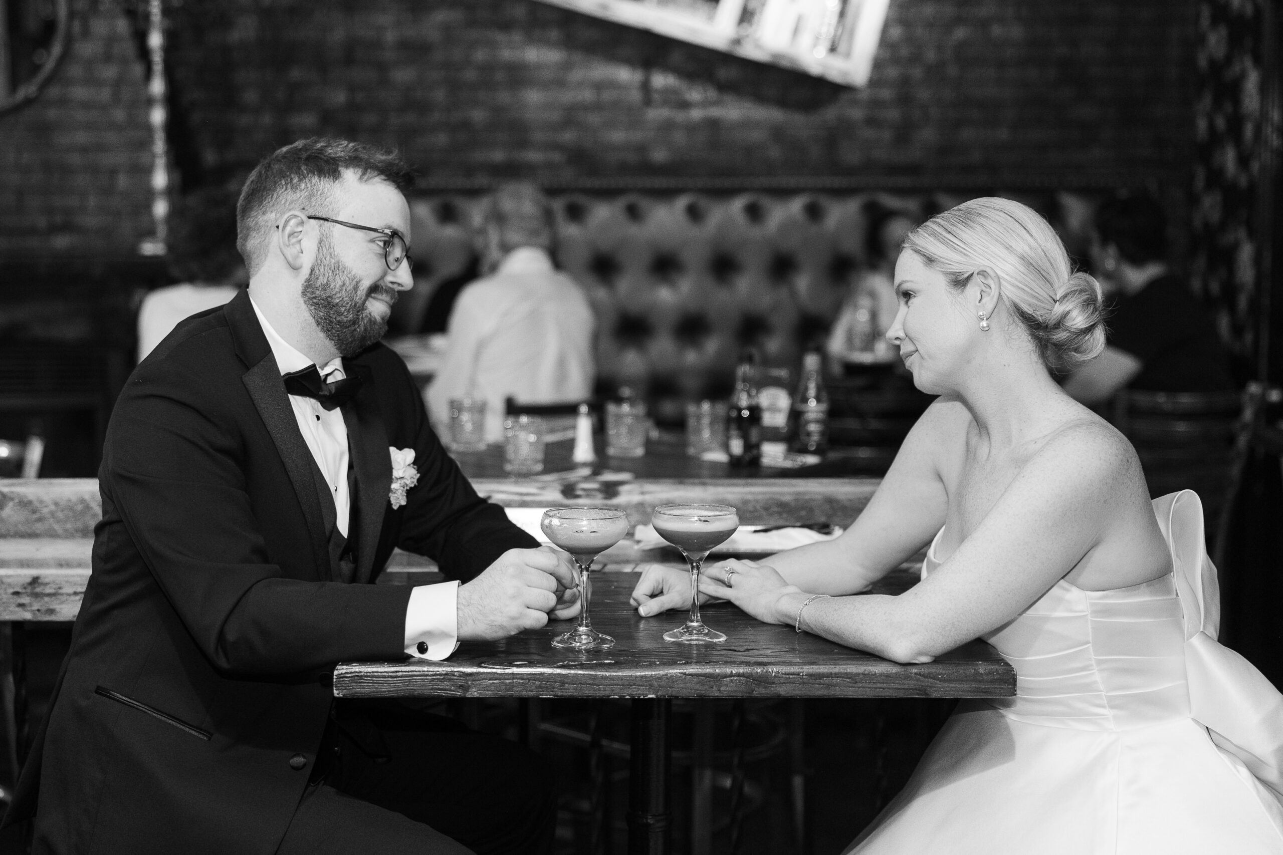 Bride and groom at local bar in Yonkers