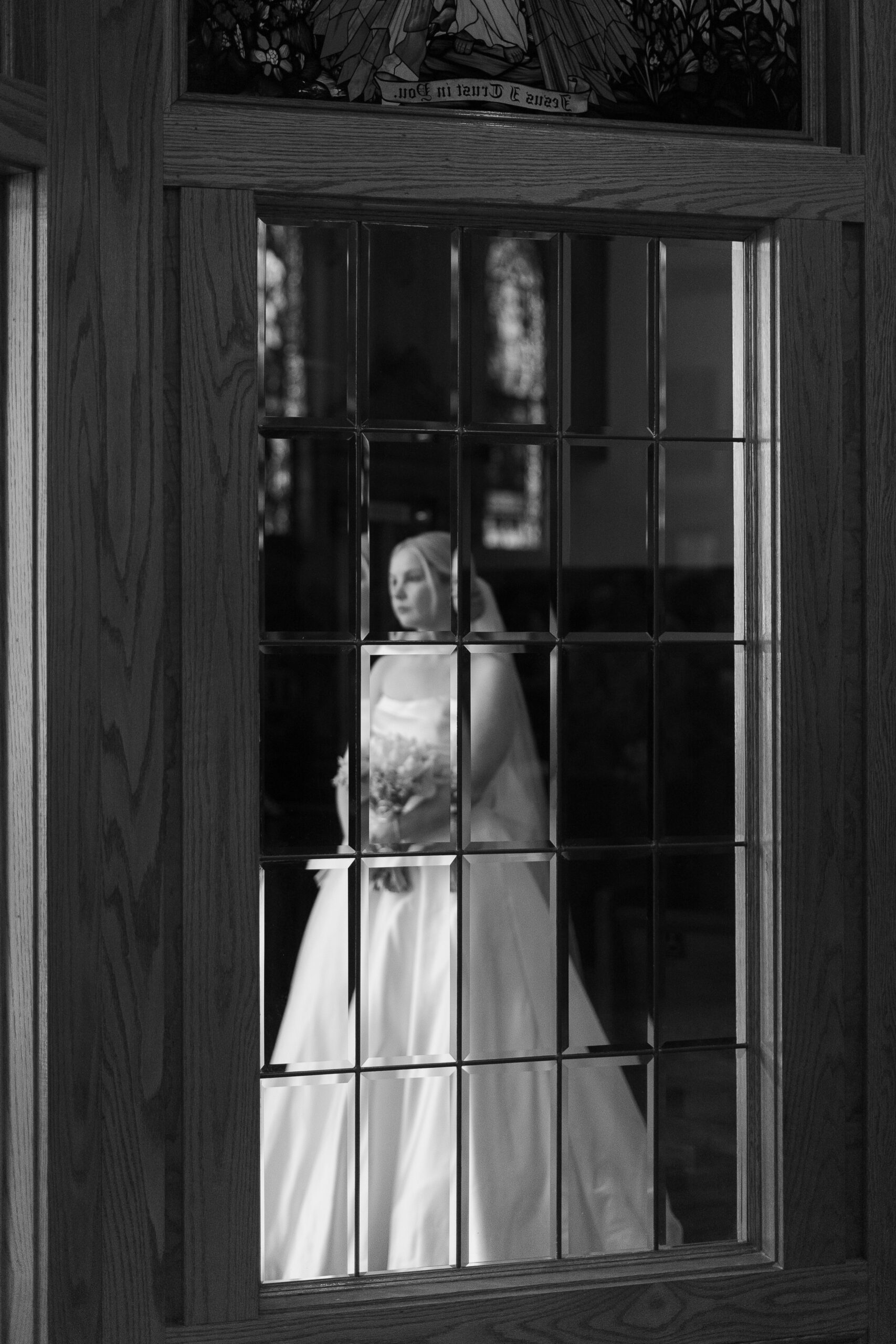 Bride about to walk down the church aisle