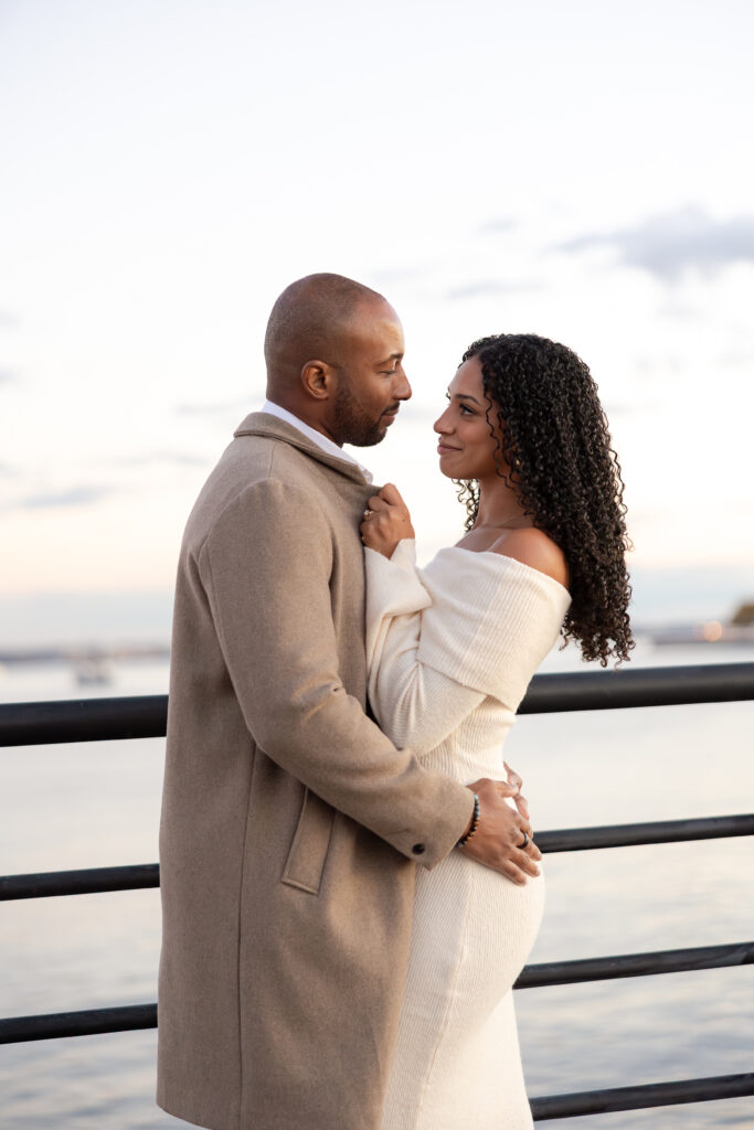 Golden hour engagement photos at Liberty State Park in Jersey City