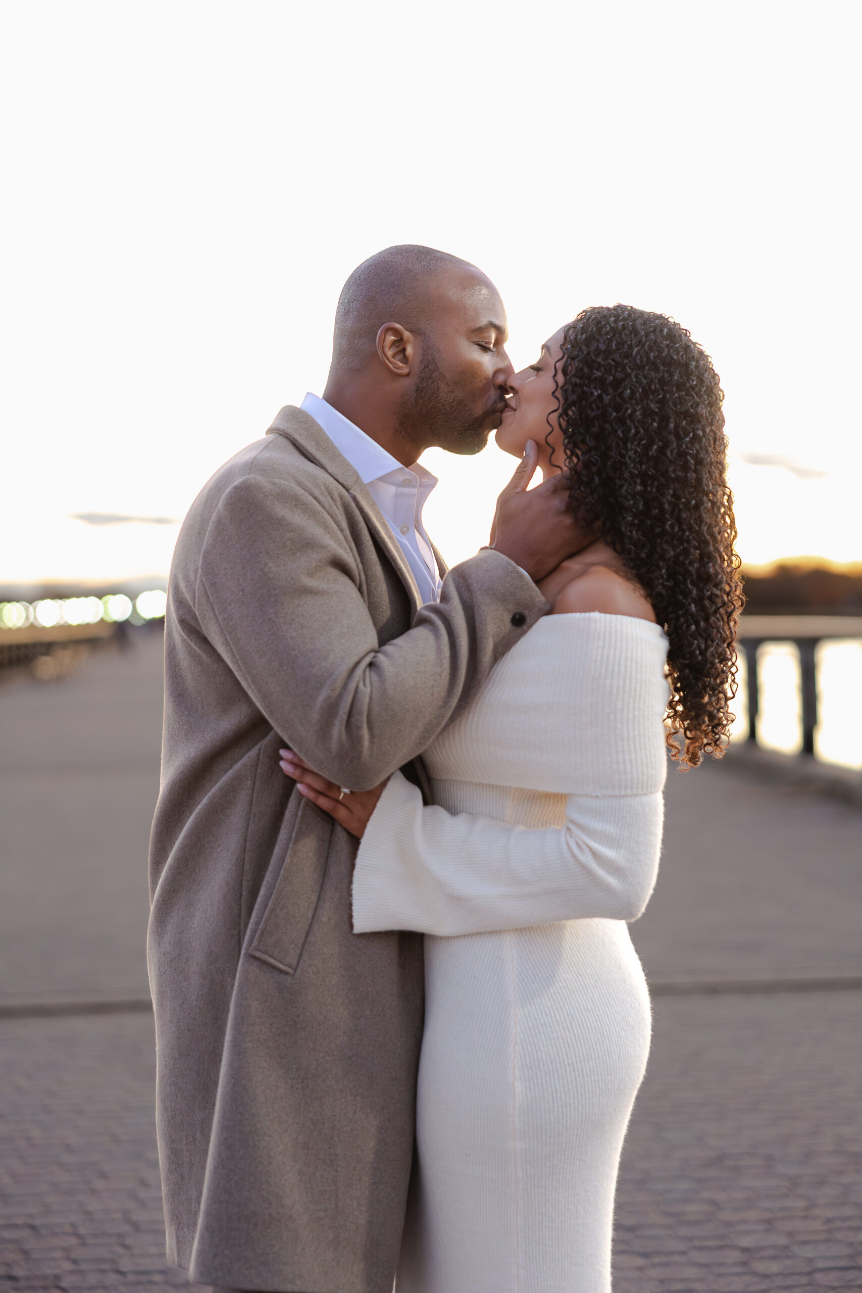 Golden hour engagement photos at Liberty State Park in Jersey City