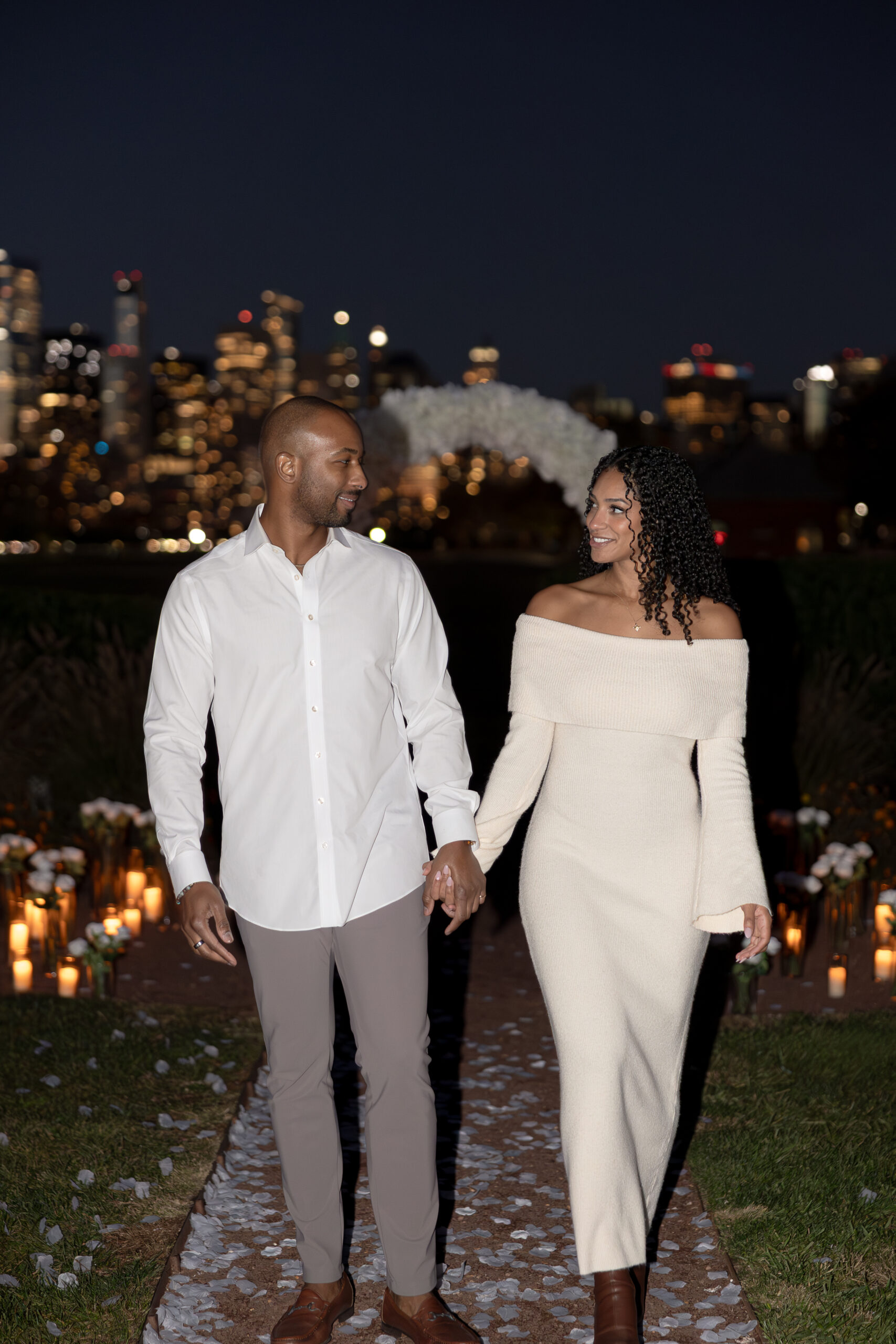 Luxury surprise proposal and engagement photography in Jersey City and Liberty State Park