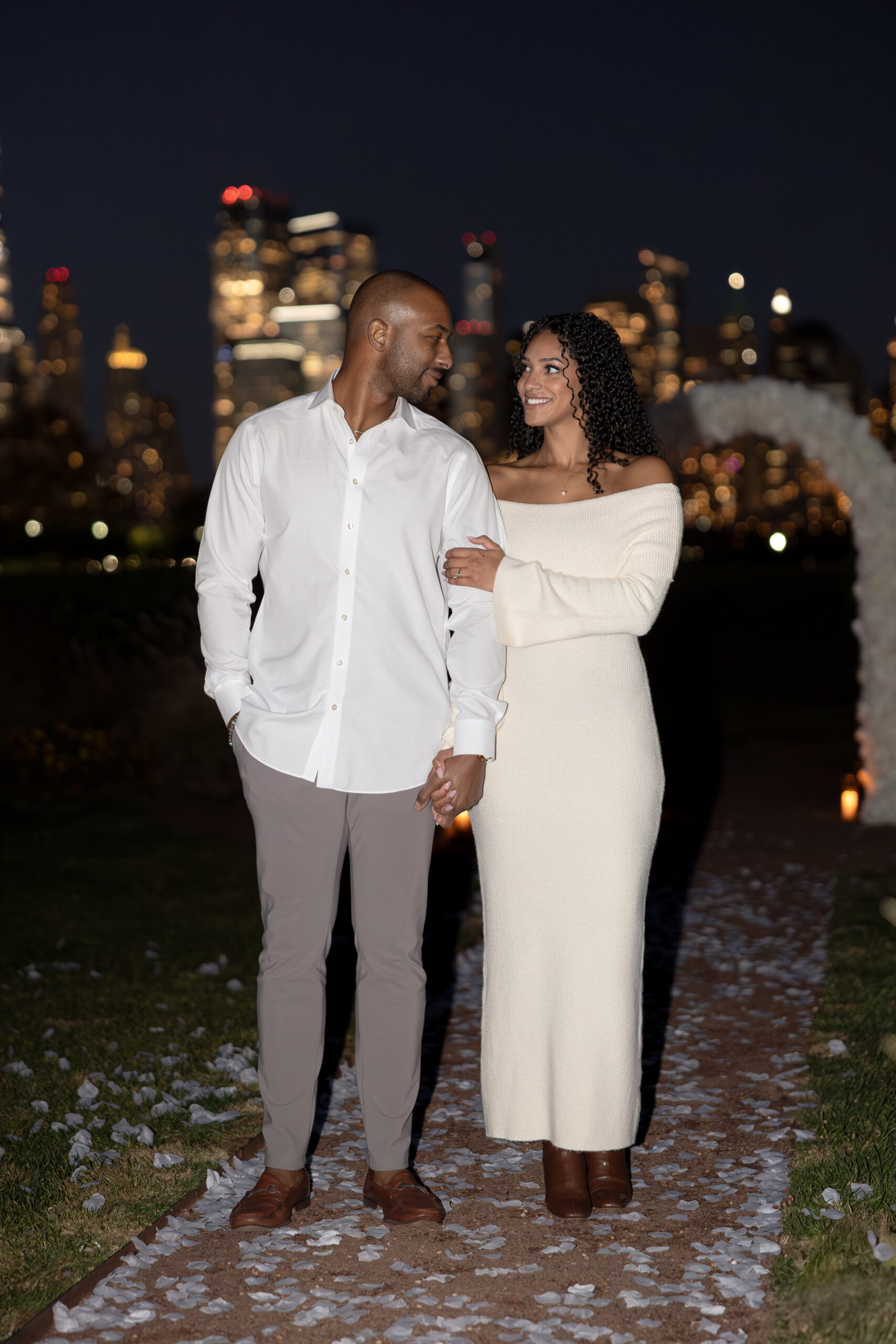 Luxury surprise proposal and engagement photography in Jersey City and Liberty State Park