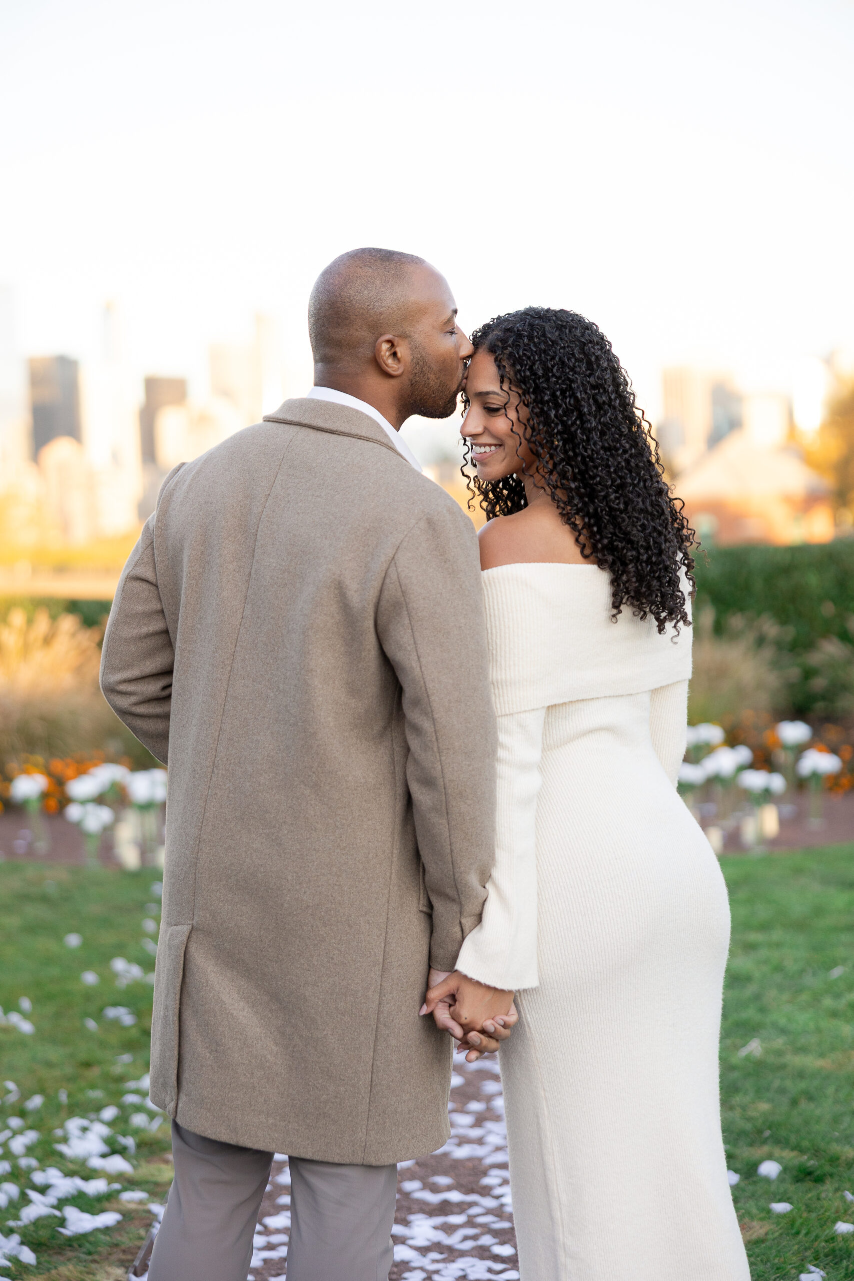 Newly engaged couple celebrating at Maddy Rose Restaurant in Jersey City