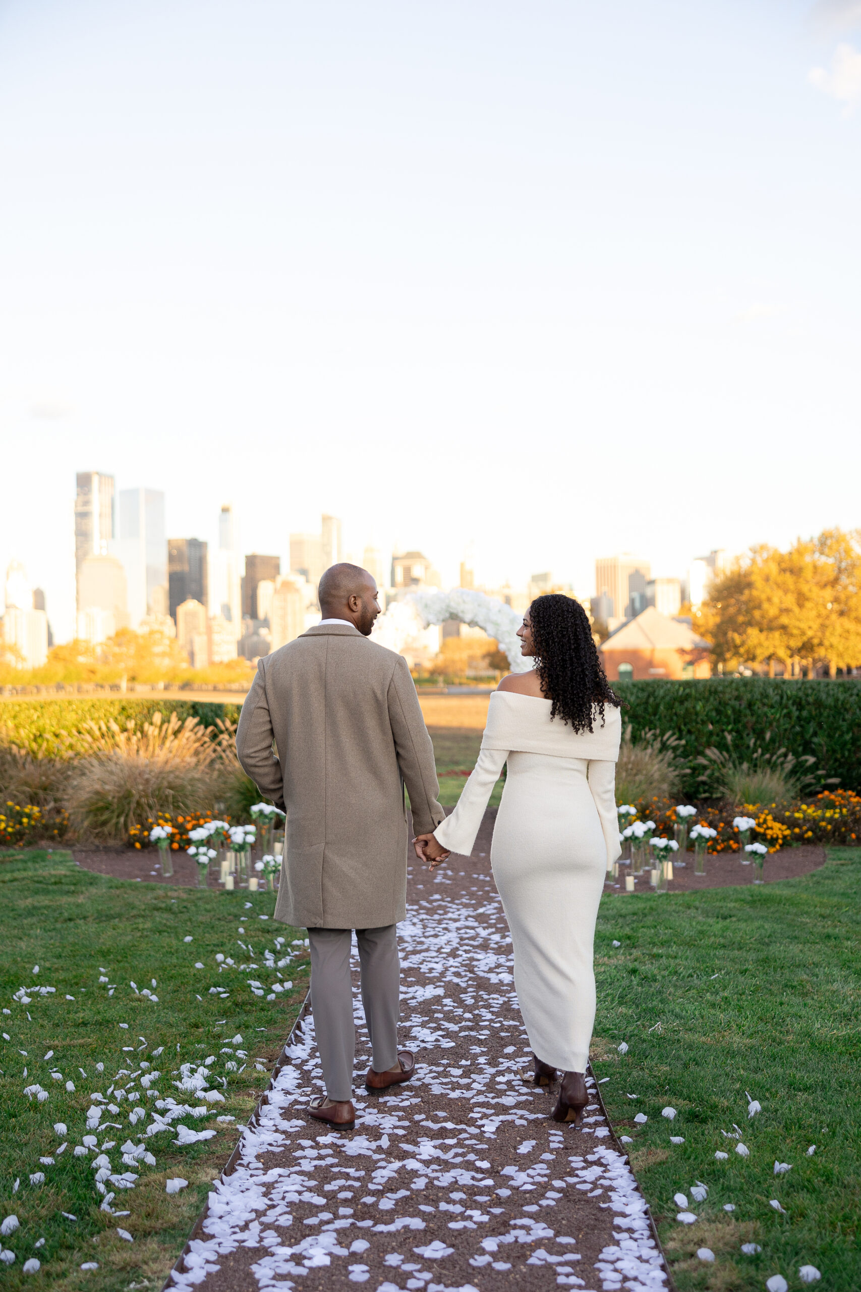 Liberty State Park photographer capturing fall engagement session in Jersey City