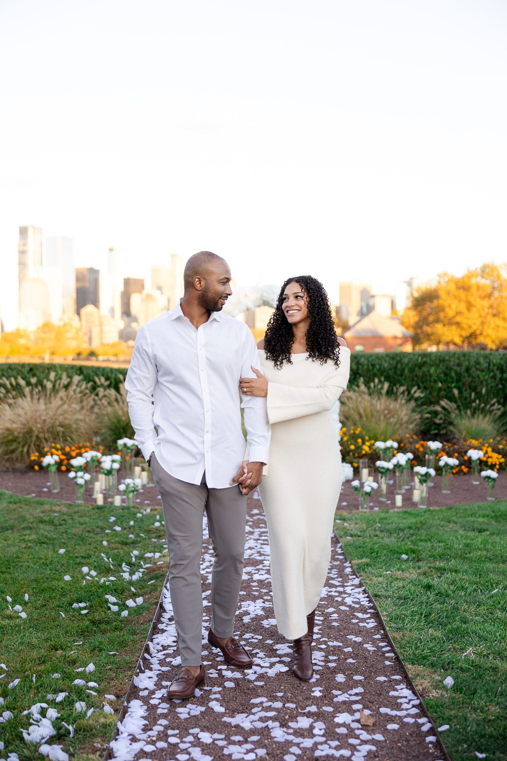 Liberty State Park photographer capturing fall engagement session in Jersey City