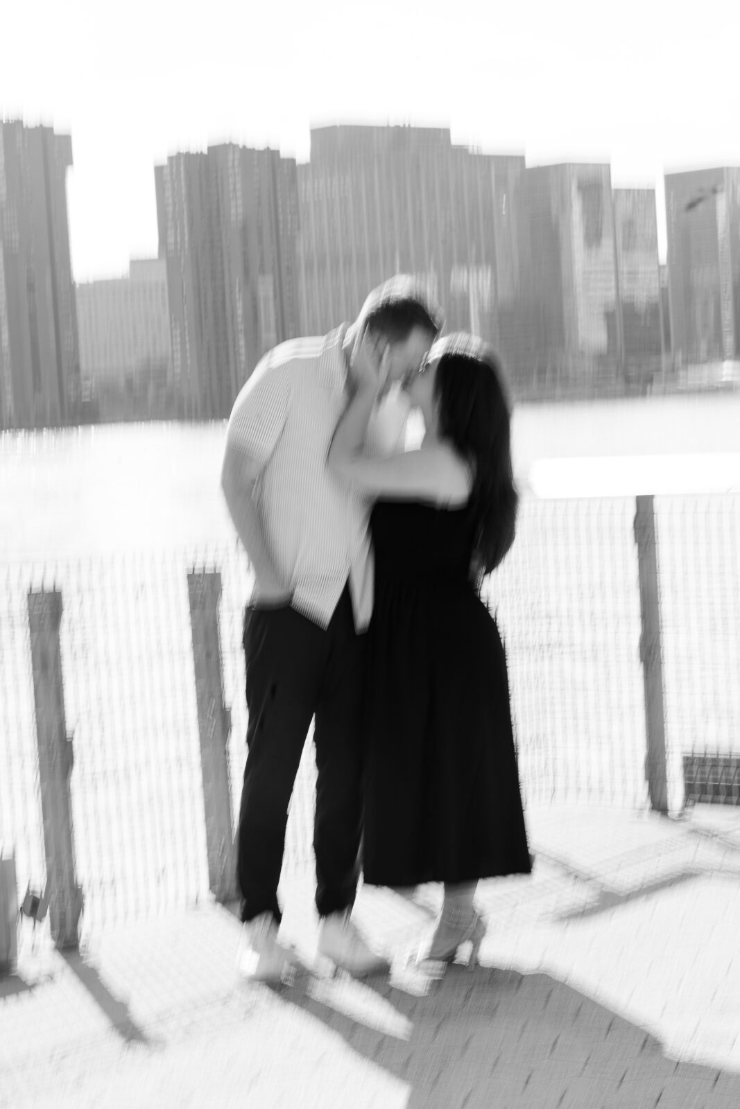 Blurry and Candid Long Island City Queens engagement photos