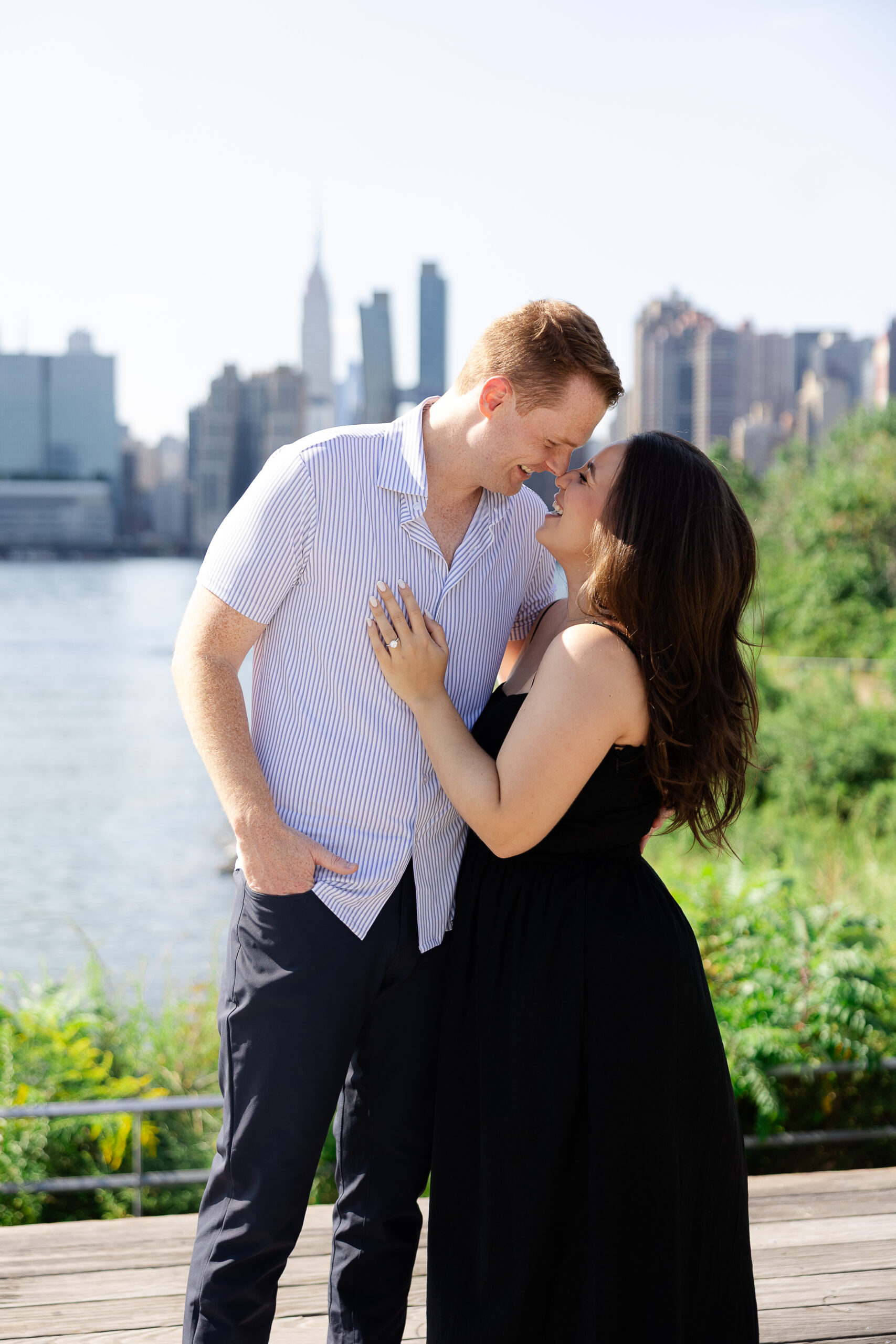 LIC engagement portraits with NYC couple