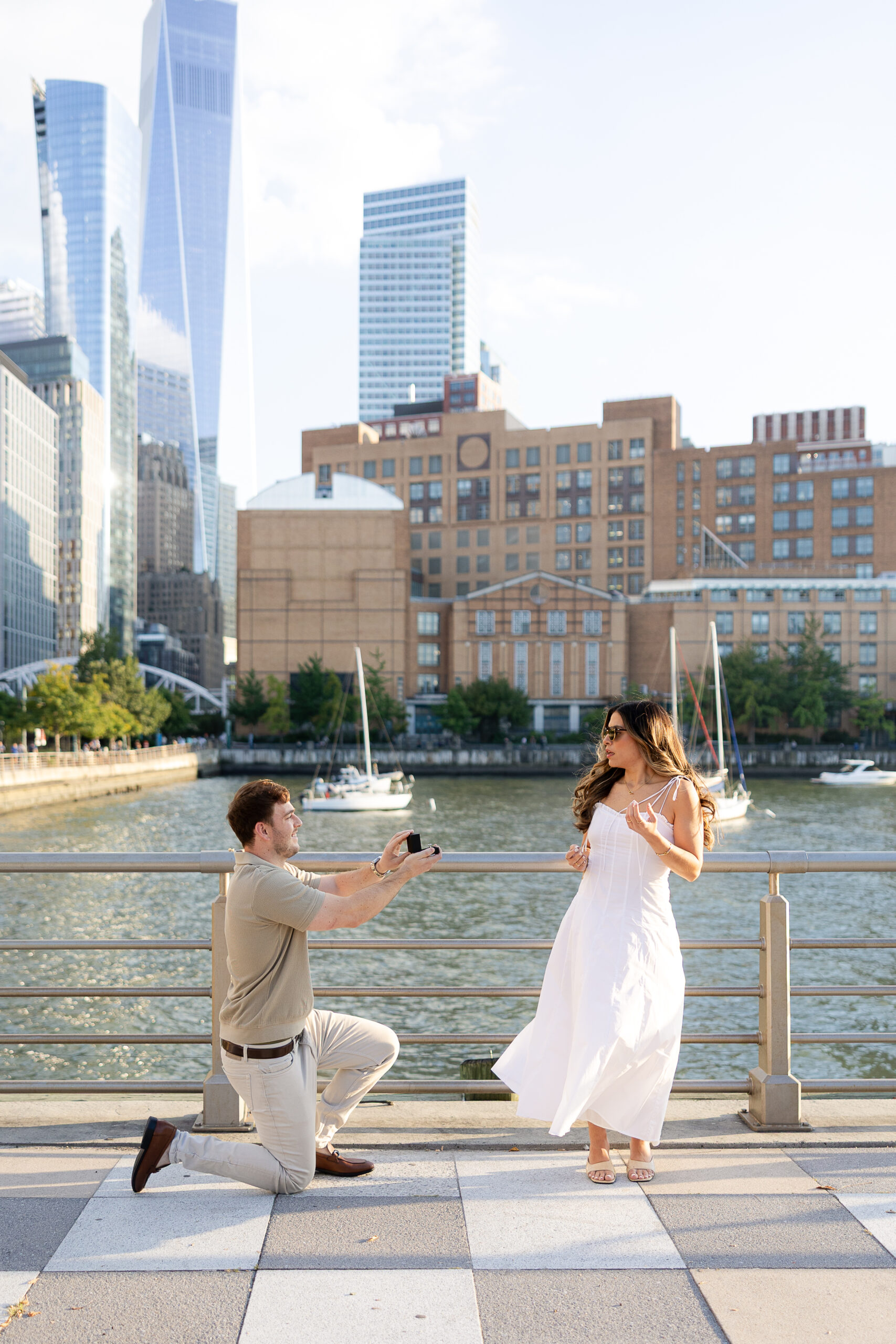 NYC Tribeca Pier Emotional Surprise Proposal