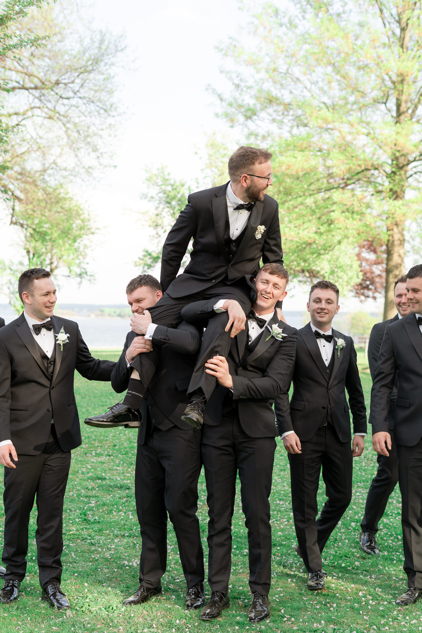 Groom with groomsmen at Westchester Wedding Day