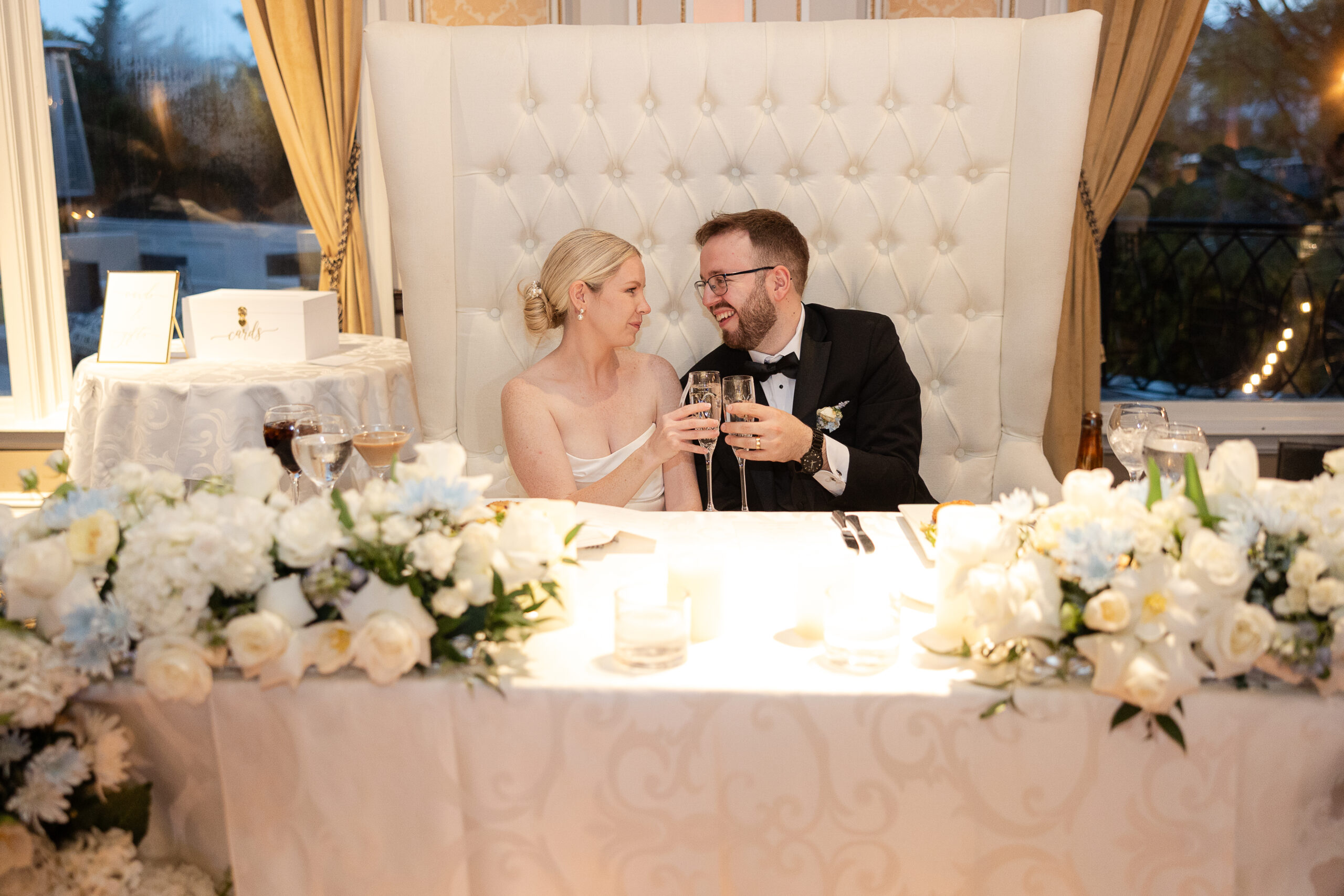 VIP Country Club wedding reception speeches with bride and groom