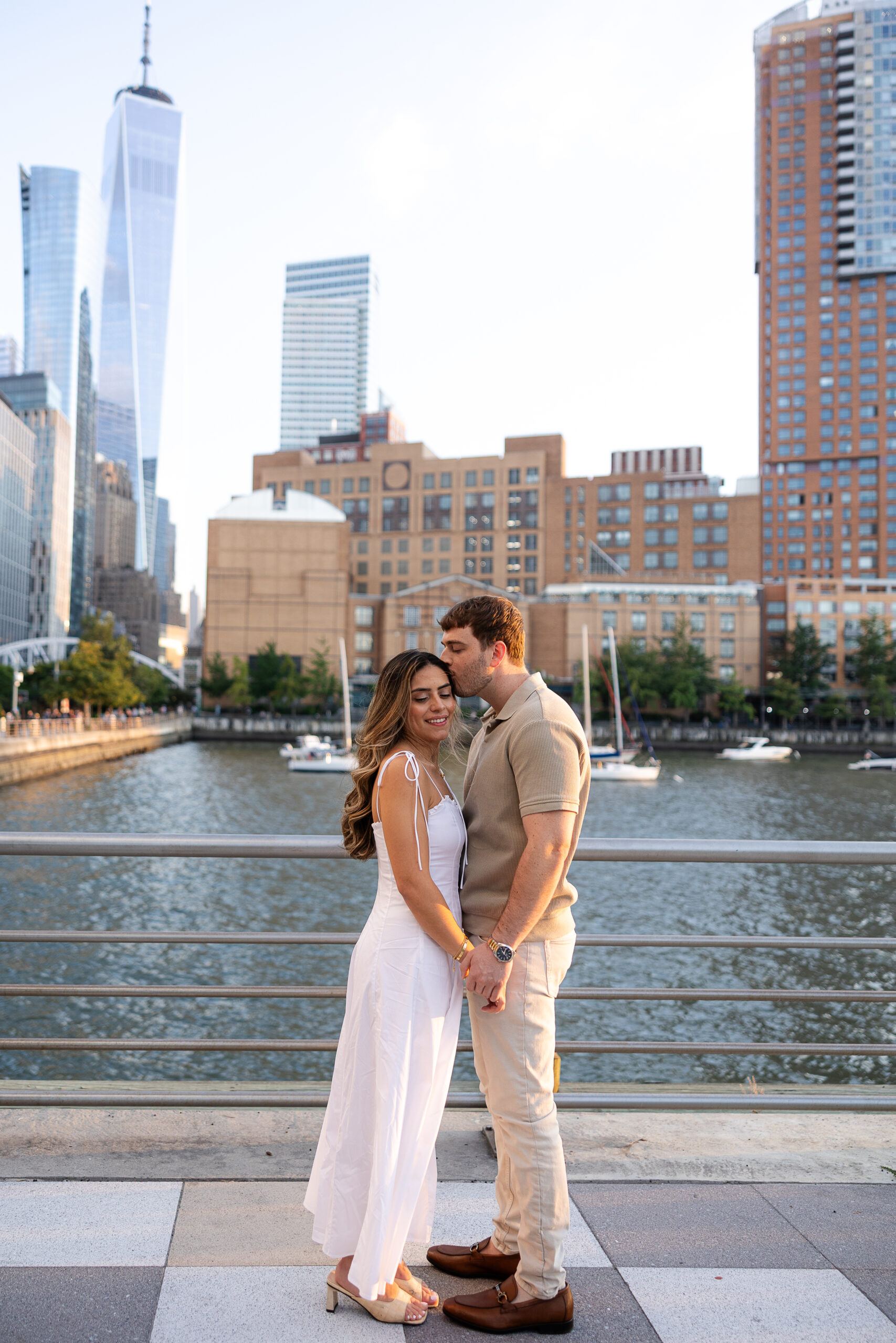 Romantic engagement session at Manhattan Pier