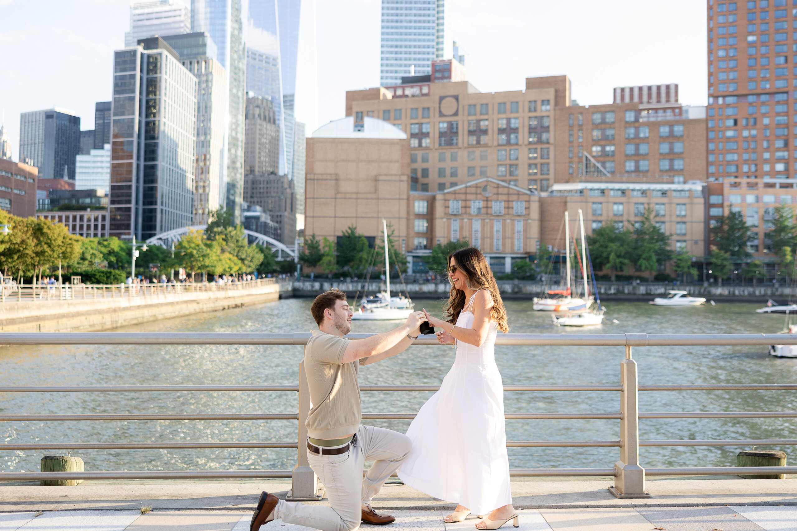 Surprise proposal in NYC at Pier 15