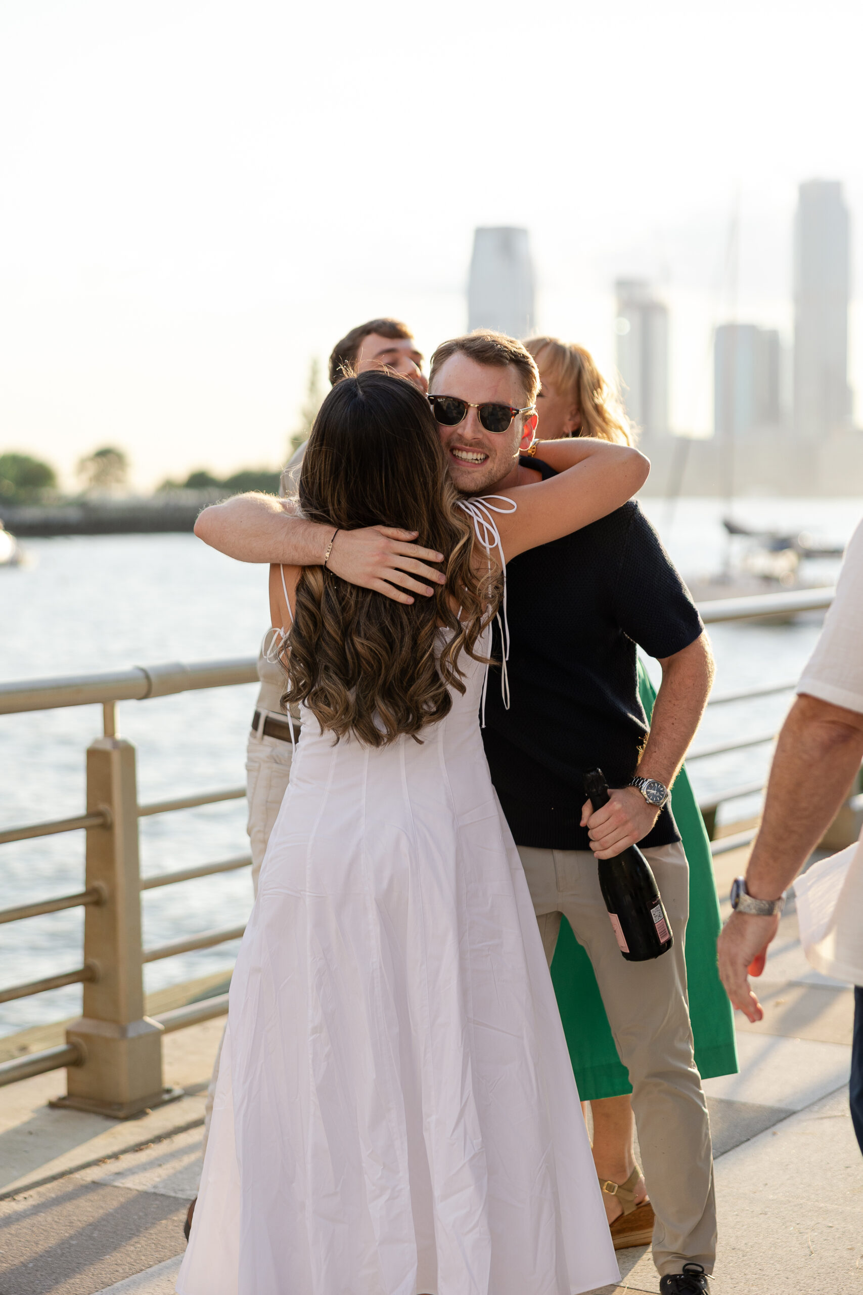 Authentic moments with family after NYC surprise proposal