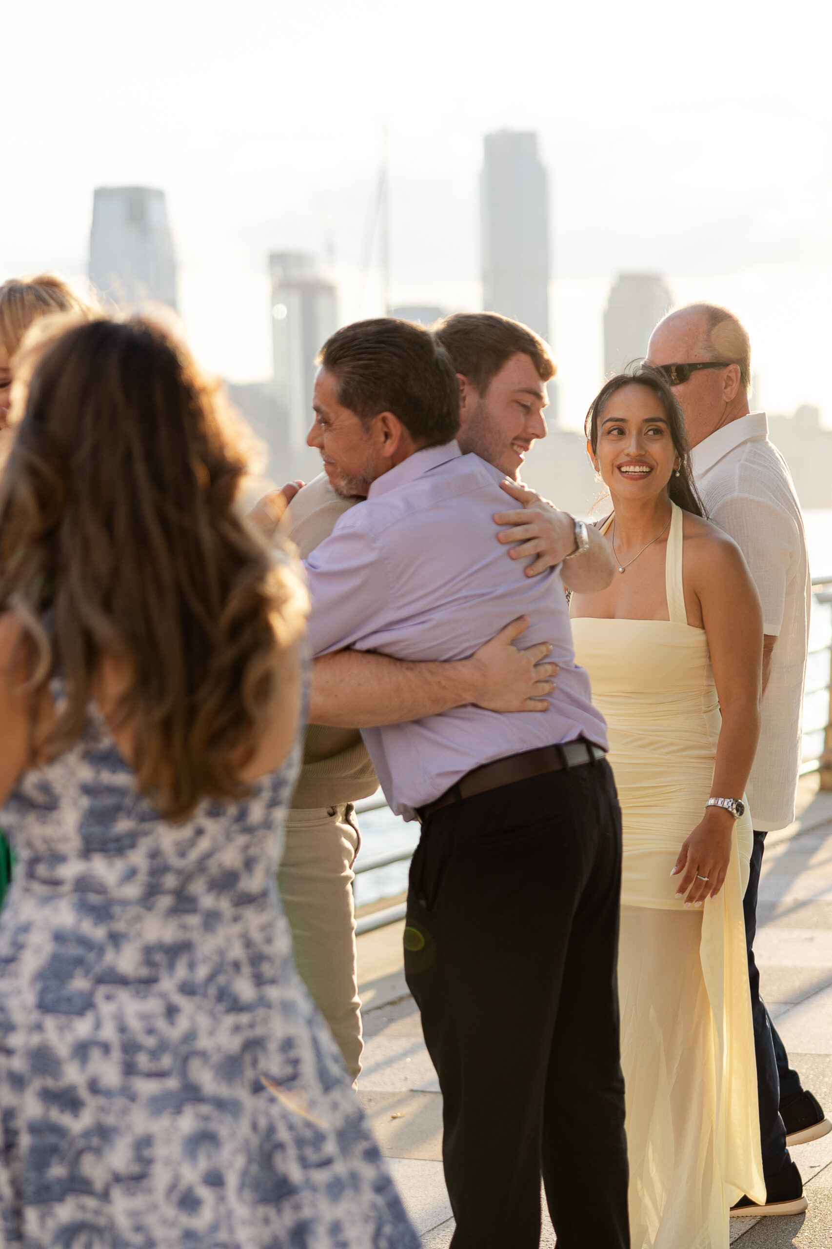 Emotional moments with family after NYC surprise proposal