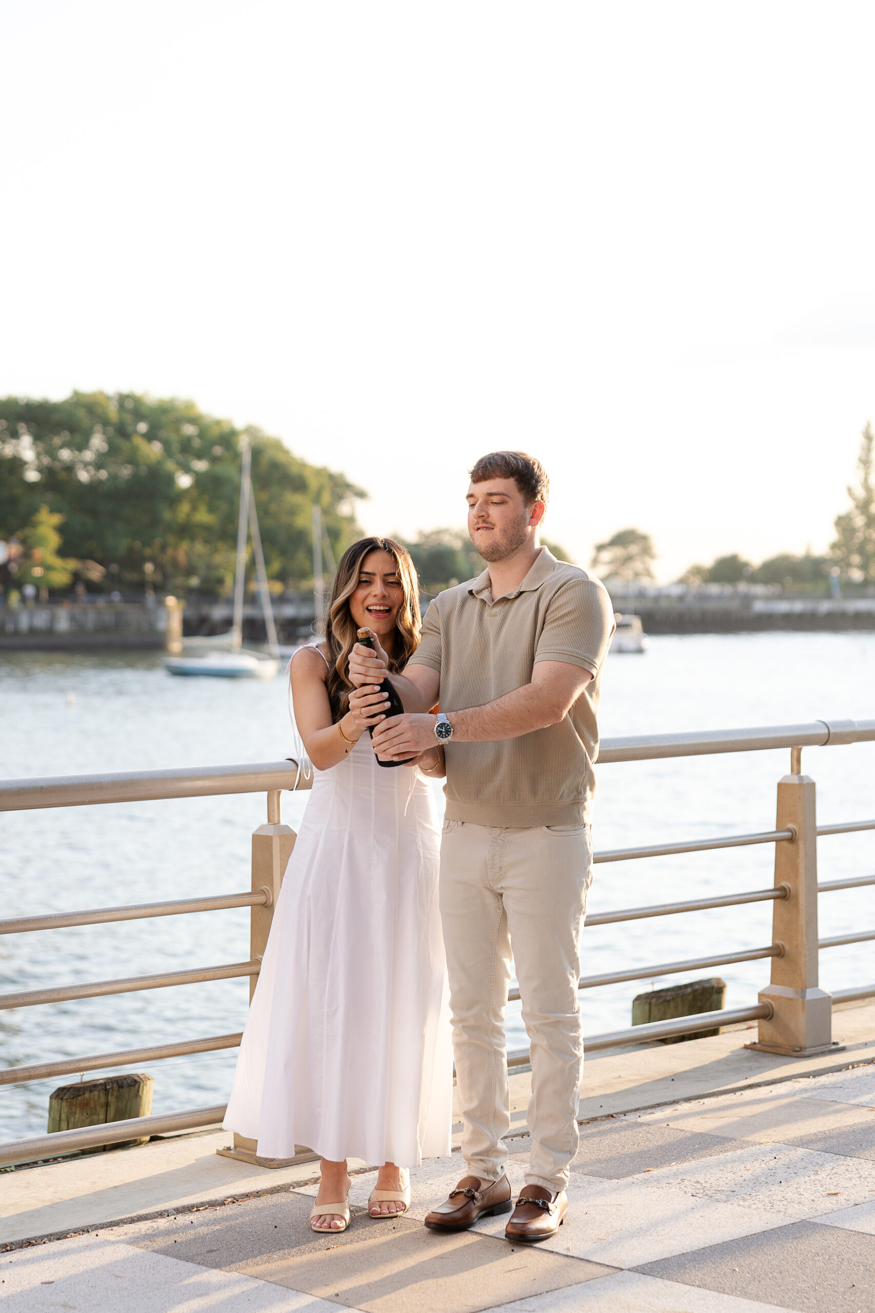 Champaign celebration for surprise proposal