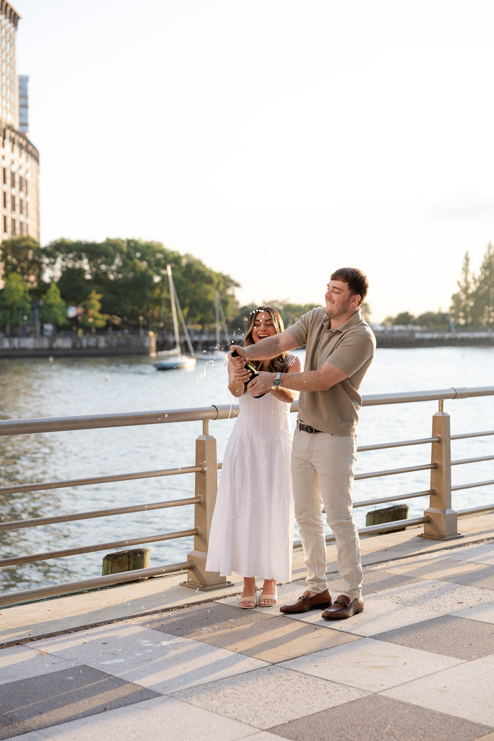 Champaign celebration for surprise proposal